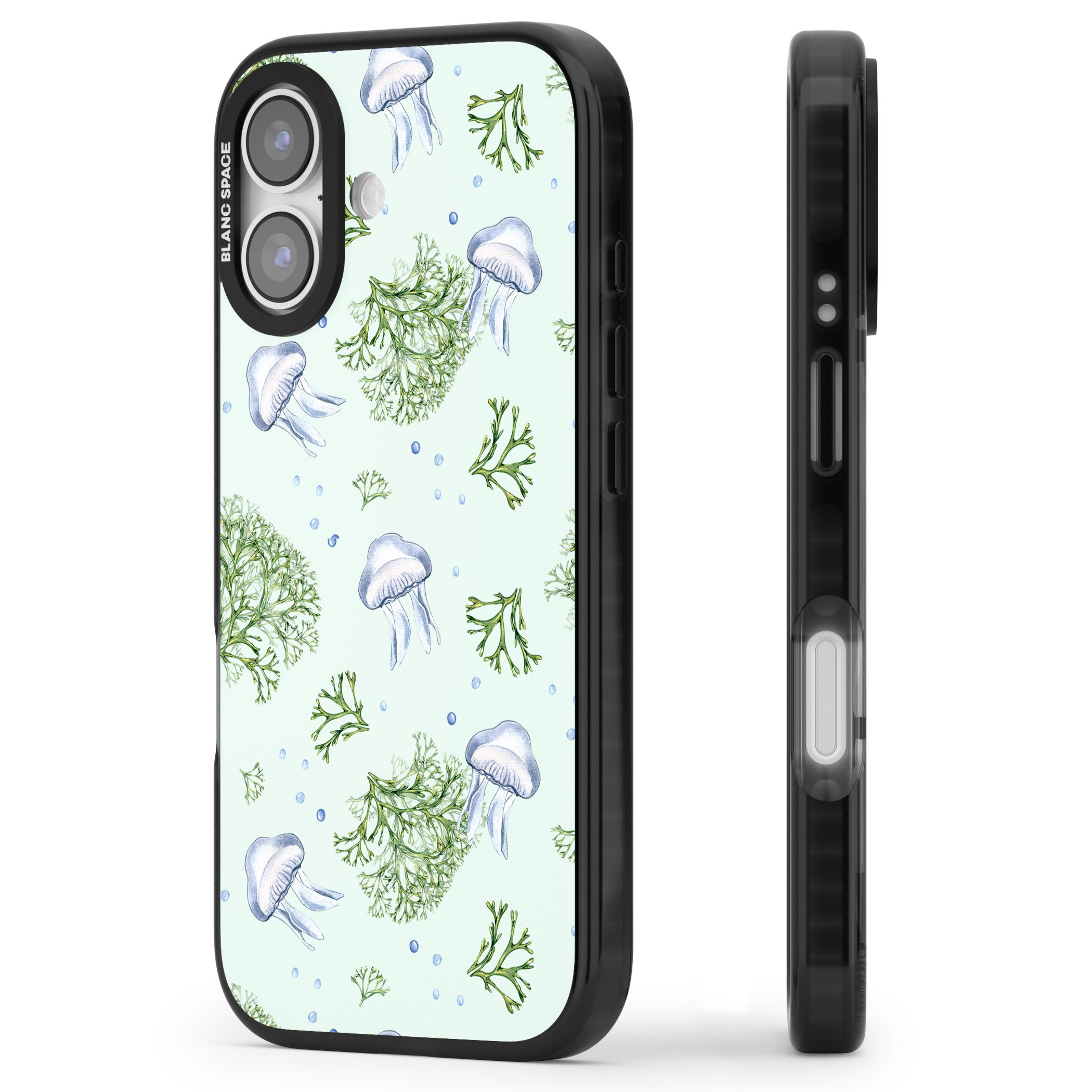 Jellyfish & Seaweed iPhone 17 Impact Black Phone Case Side Profile