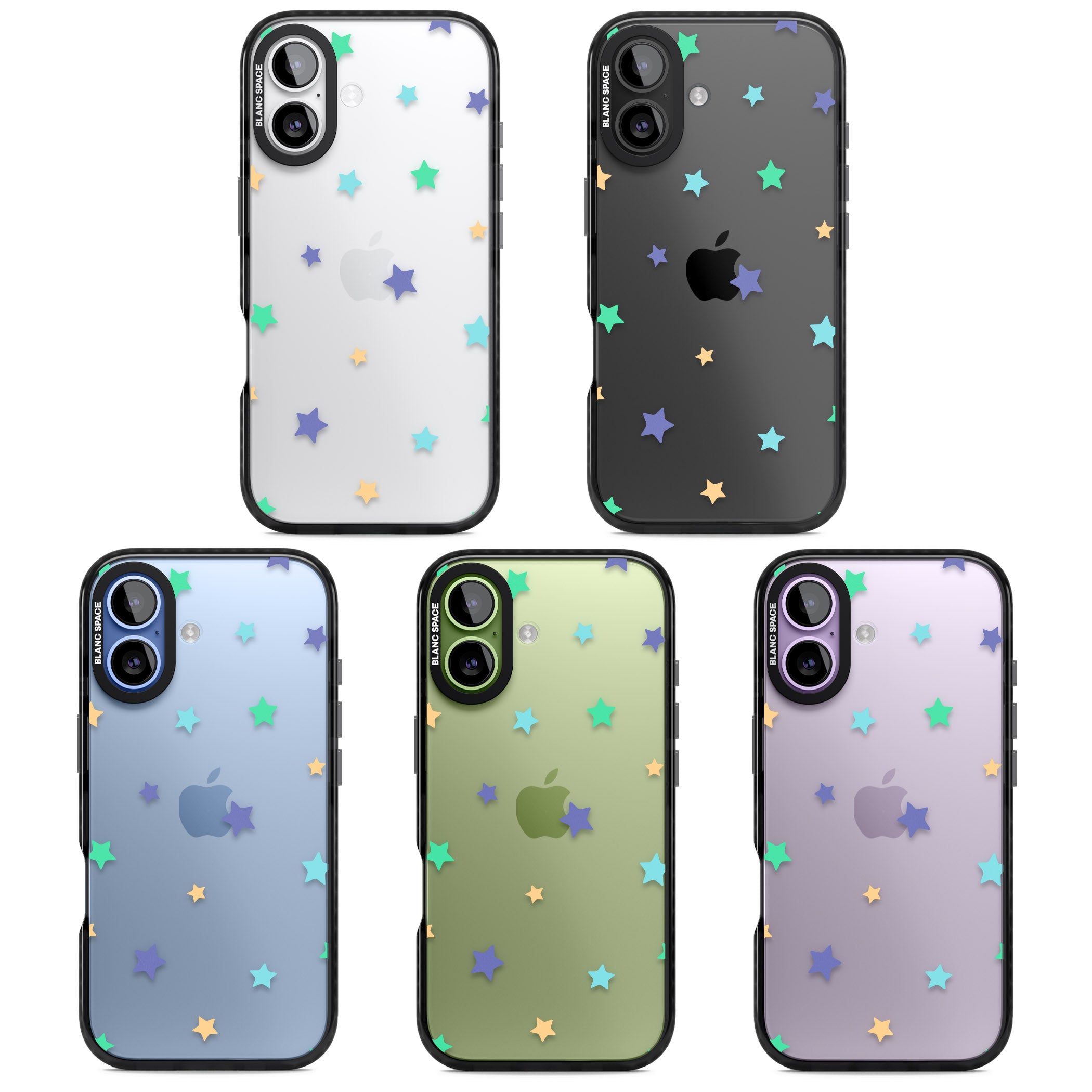 Pastel Star Pattern iPhone 17 Impact Black Phone Case APT Impact Protection