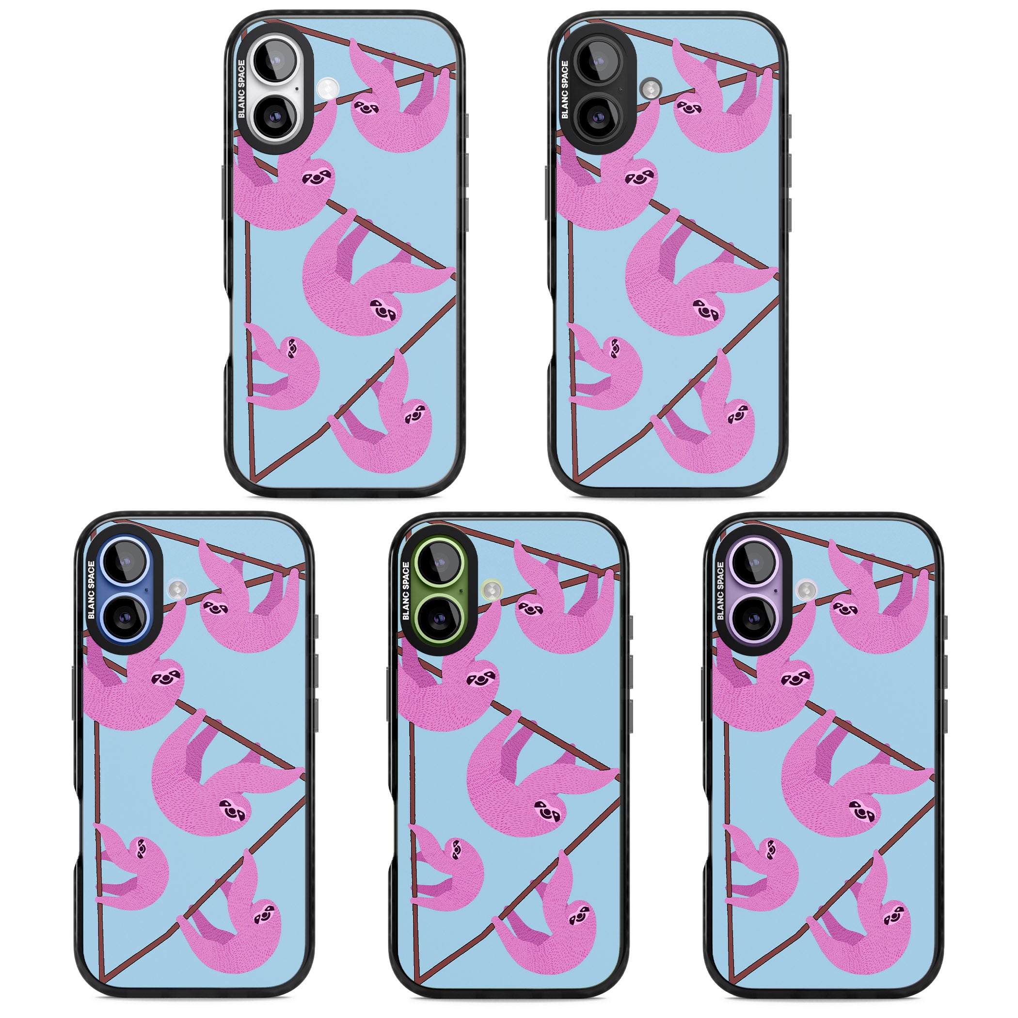 Pink Sloth iPhone 17 Impact Black Phone Case APT Impact Protection