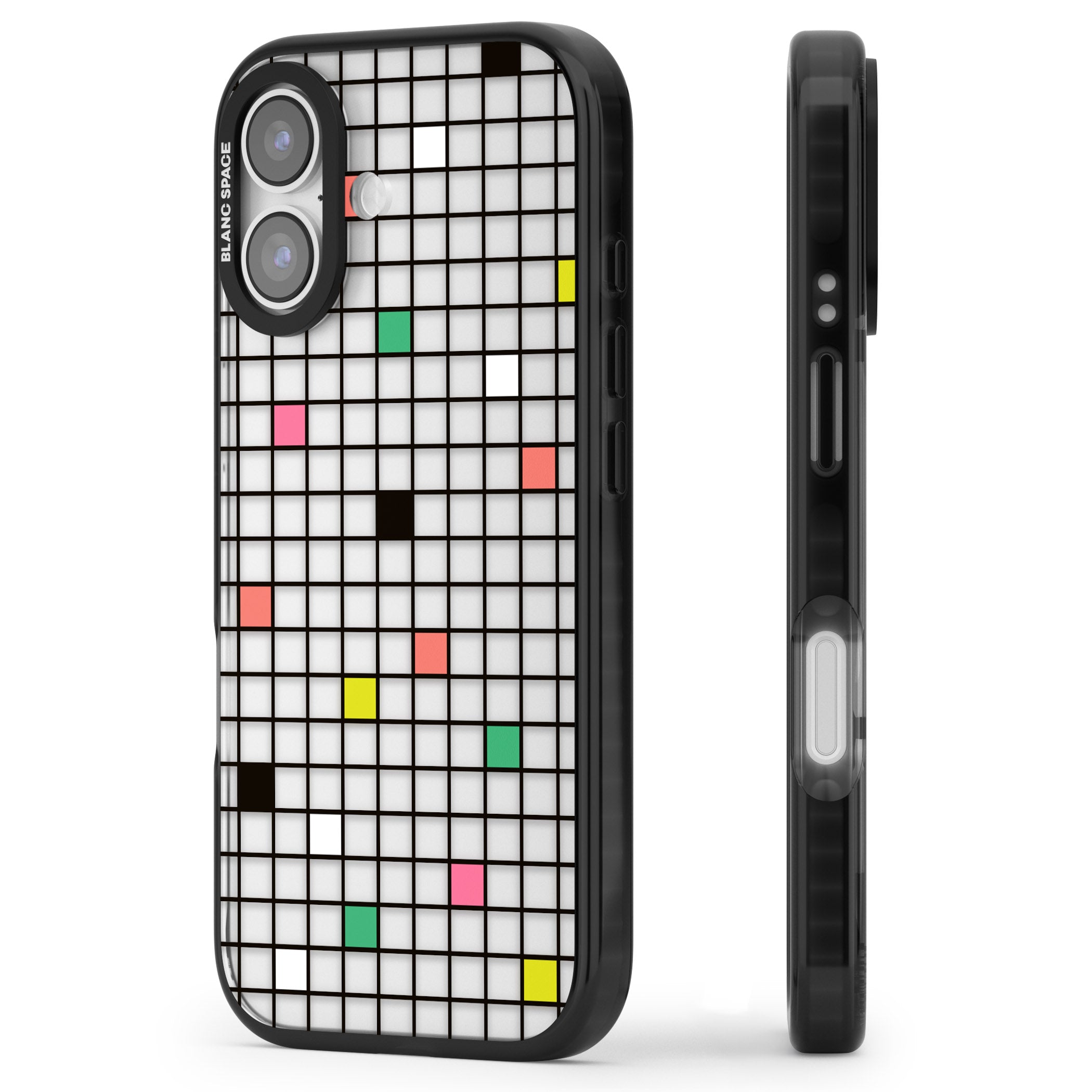 Vibrant Clear Geometric Grid iPhone 17 Impact Black Phone Case Side Profile