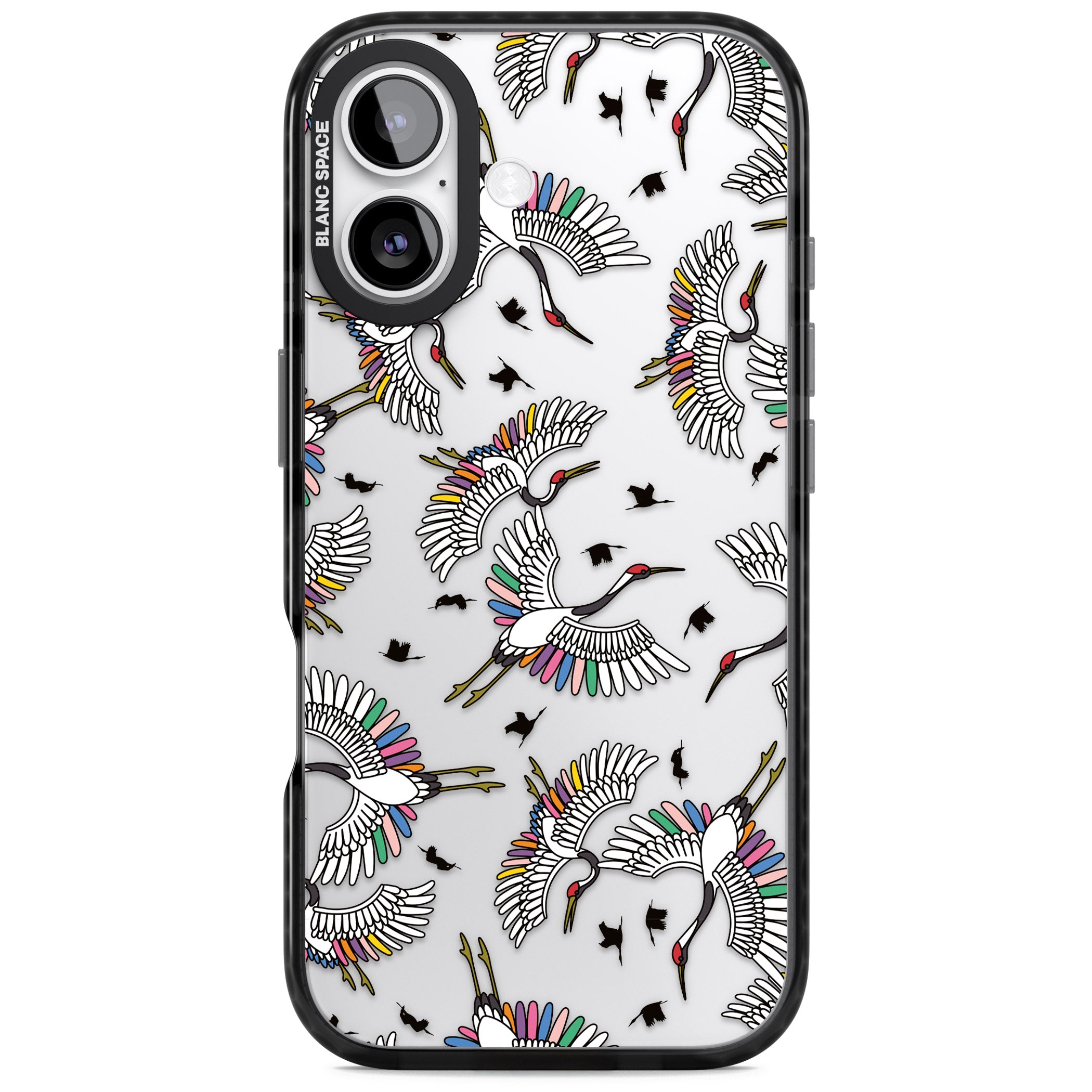 Colourful Crane Pattern iPhone 17 Impact Black Phone Case