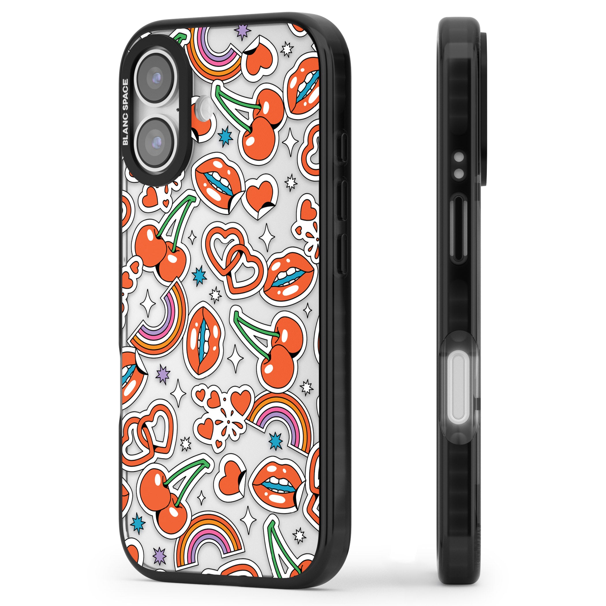 Red Sticker Pop iPhone 17 Impact Black Phone Case Side Profile