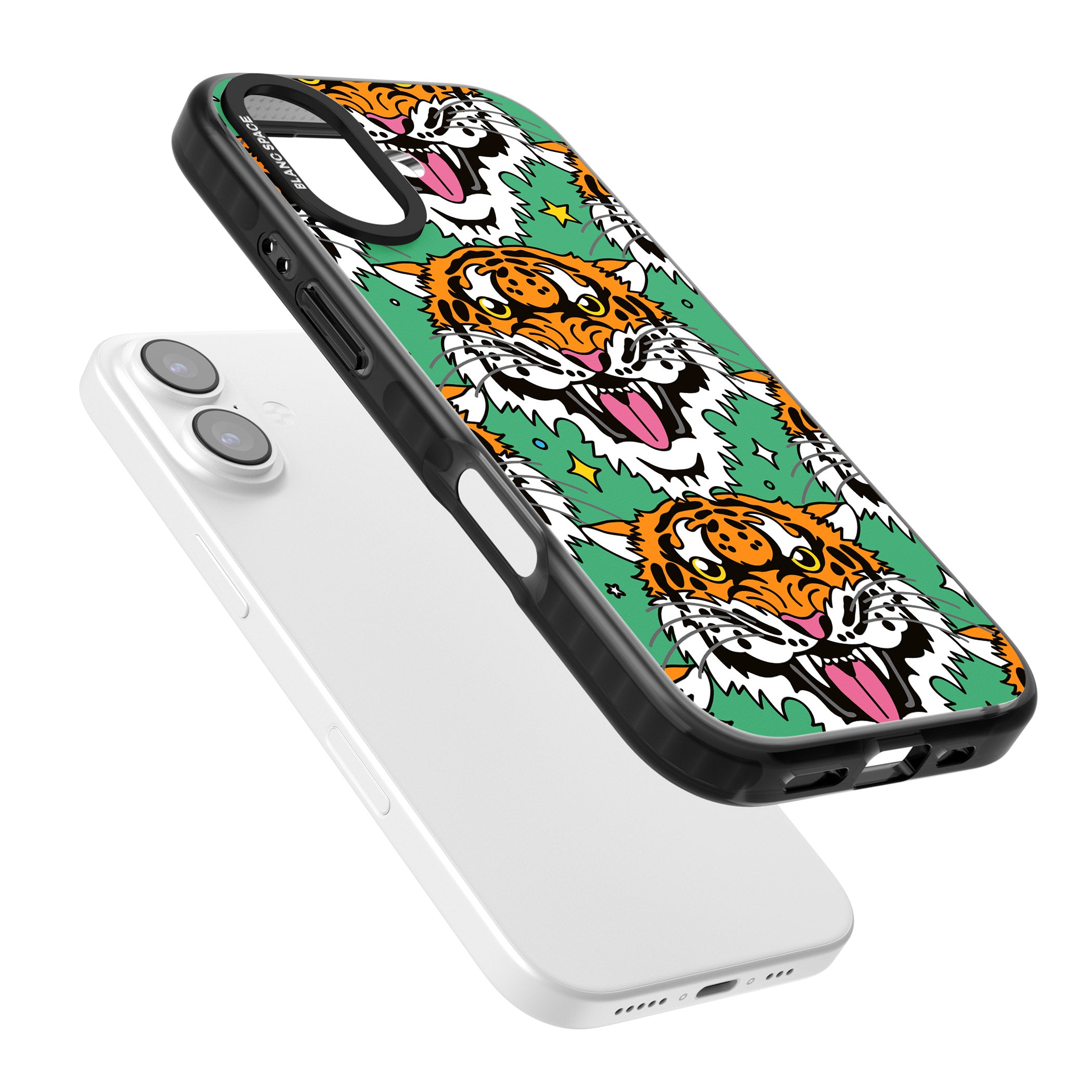 Fierce Jungle Tigers (Green) iPhone 17 Impact Black Phone Case Colours