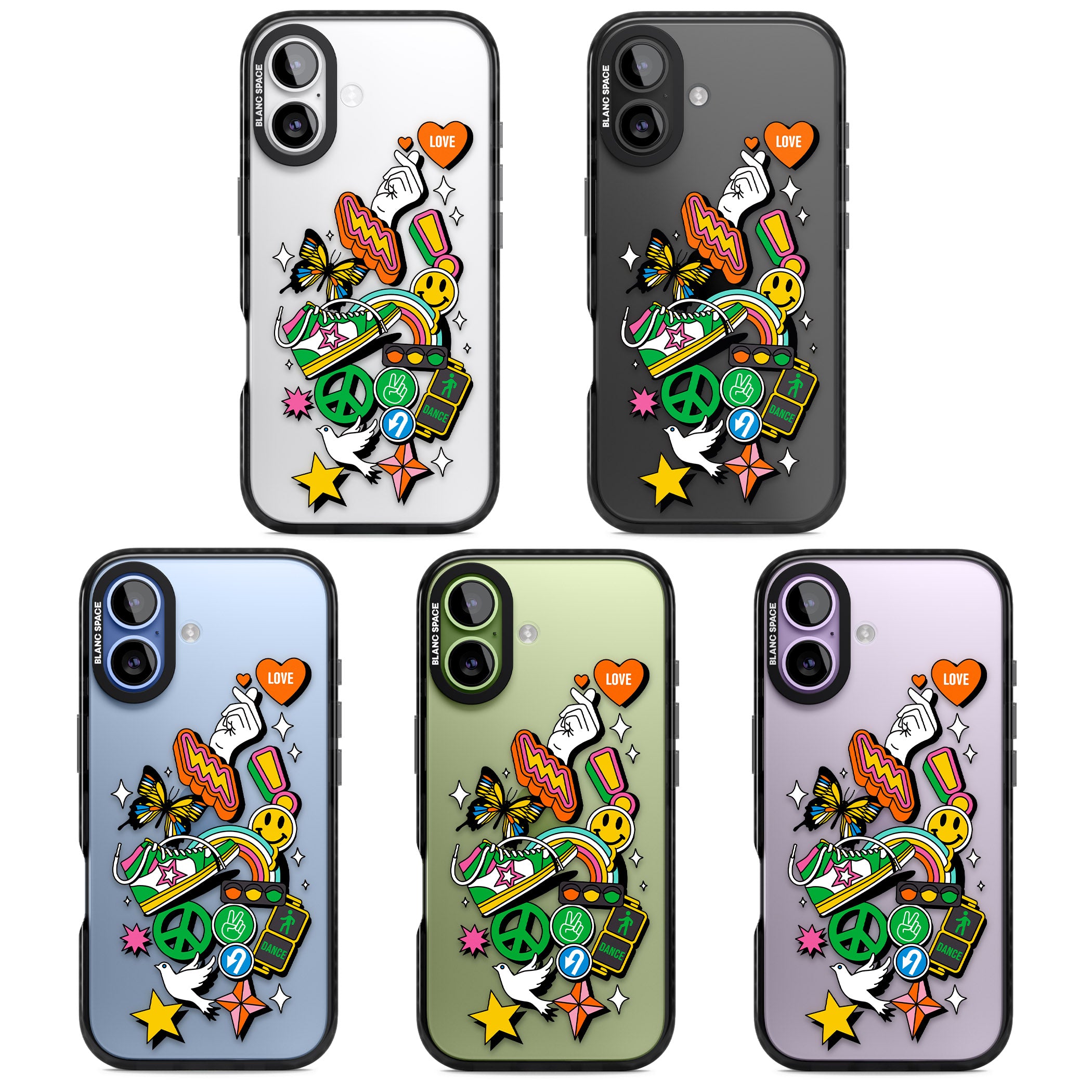 Nostalgic Sticker Collage iPhone 17 Impact Black Phone Case APT Impact Protection