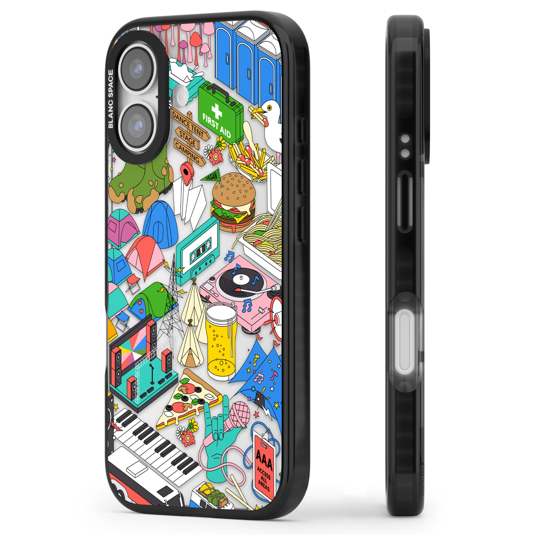 Festival Frenzy iPhone 17 Impact Black Phone Case Side Profile