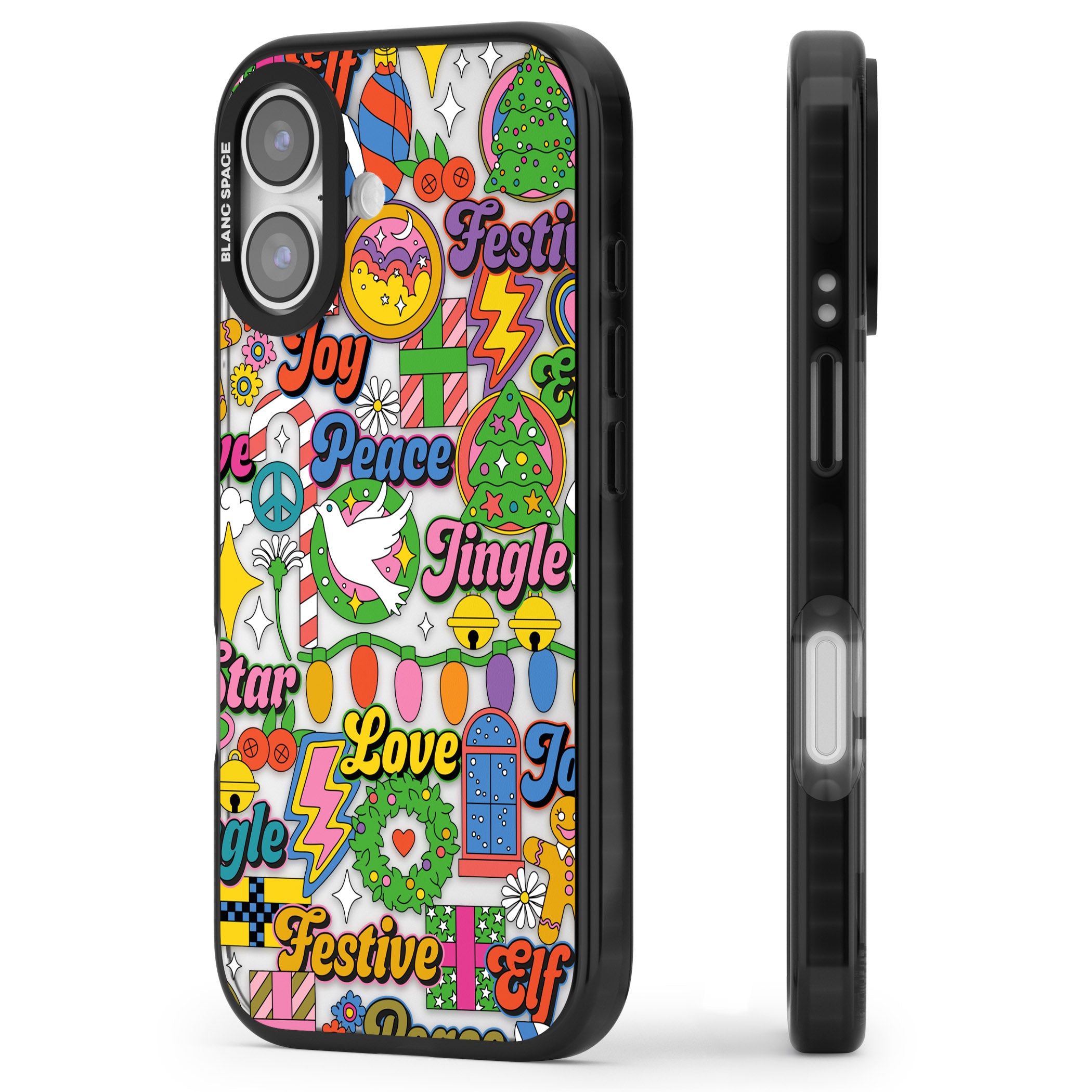 Peace & Festivities iPhone 17 Impact Black Phone Case Side Profile