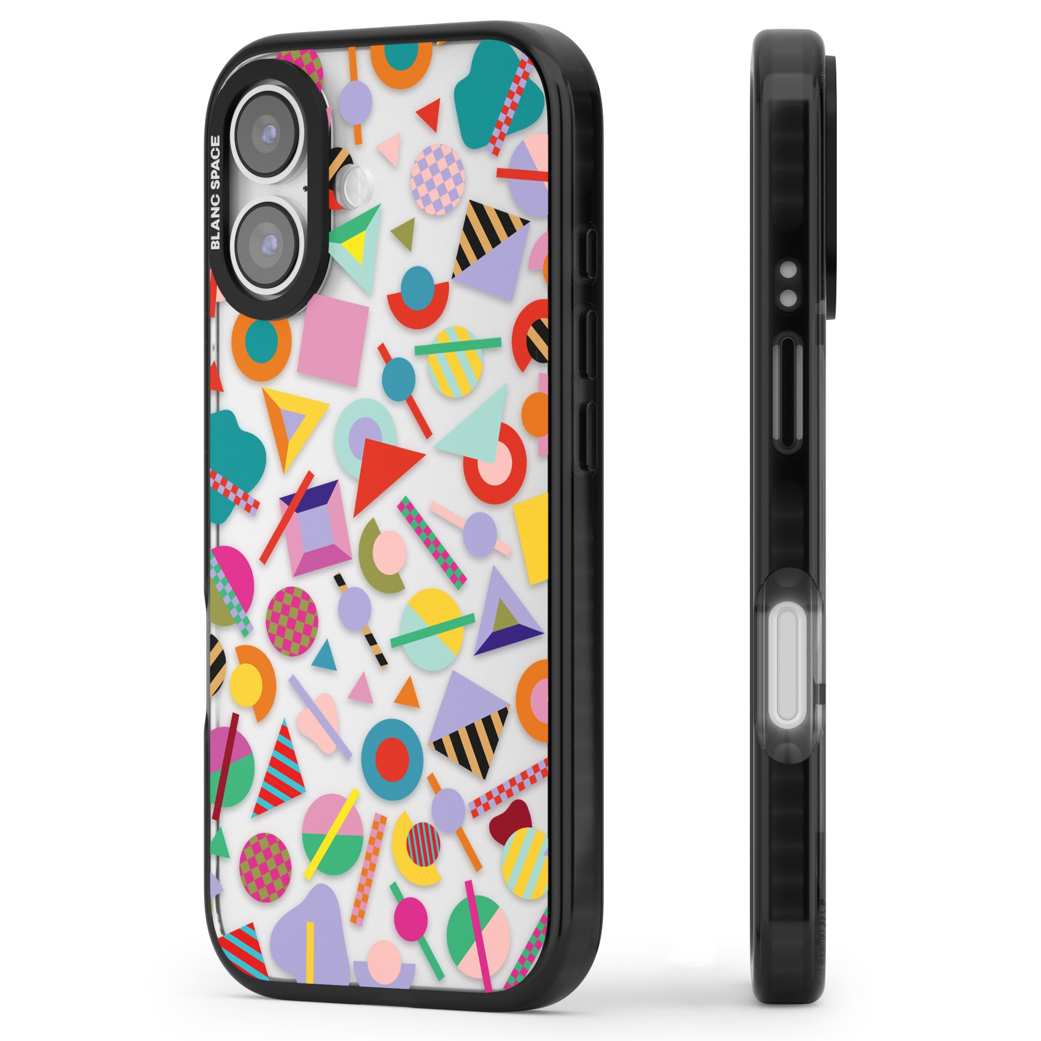 Retro Carnival Shapes iPhone 17 Impact Black Phone Case Side Profile
