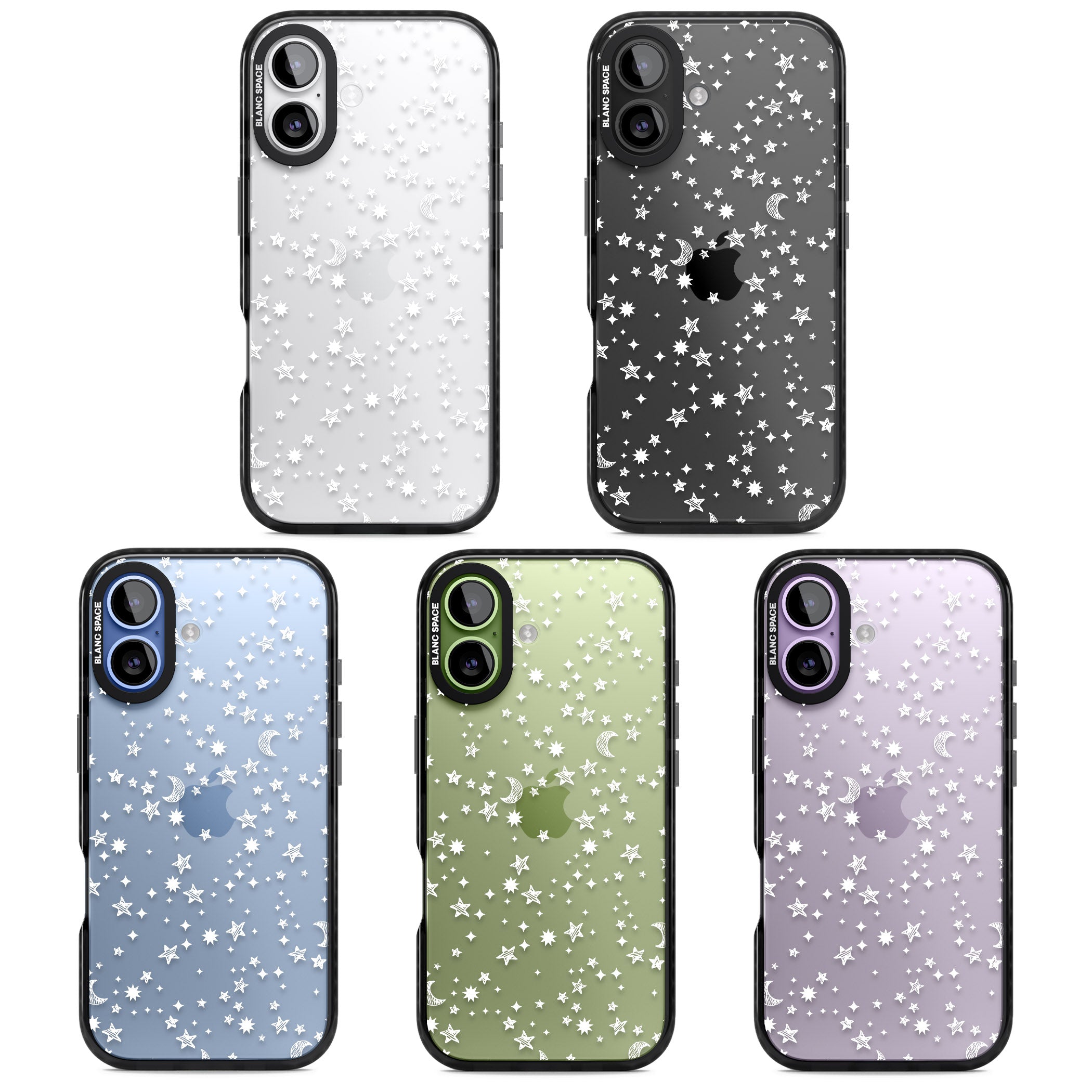 White Cosmic Galaxy Pattern iPhone 17 Impact Black Phone Case APT Impact Protection