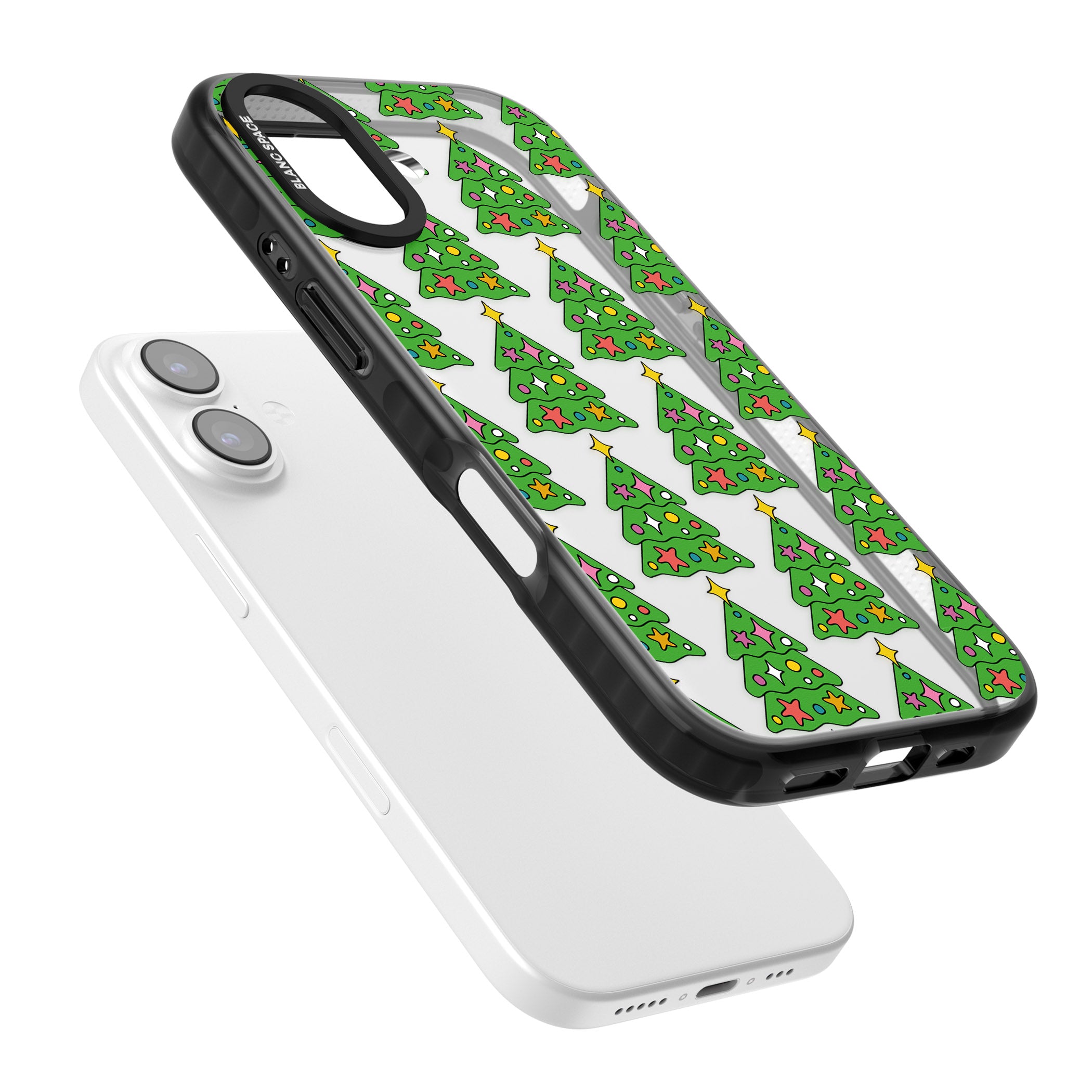 Christmas Tree Pattern (Clear) iPhone 17 Impact Black Phone Case Colours