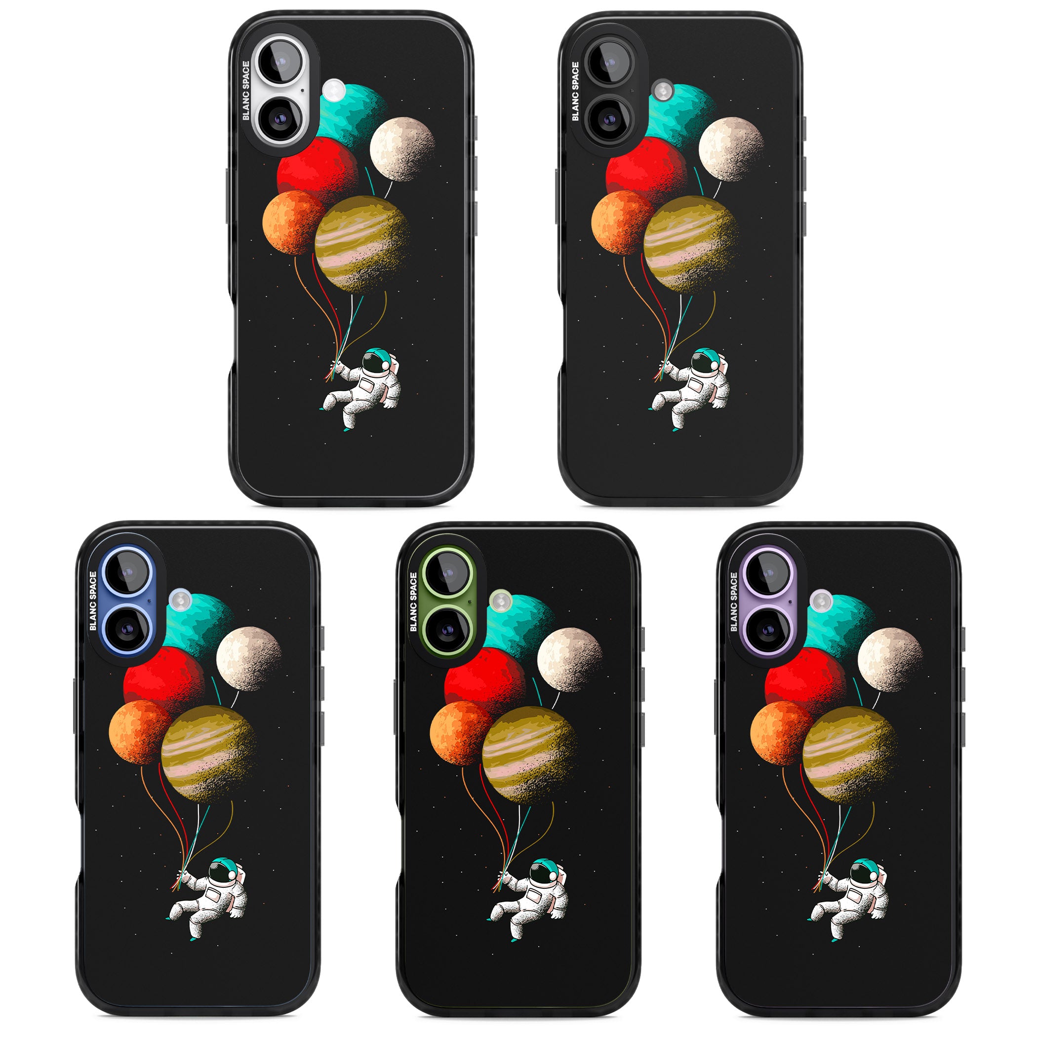 Astronaut Balloon Planets iPhone 17 Impact Black Phone Case APT Impact Protection