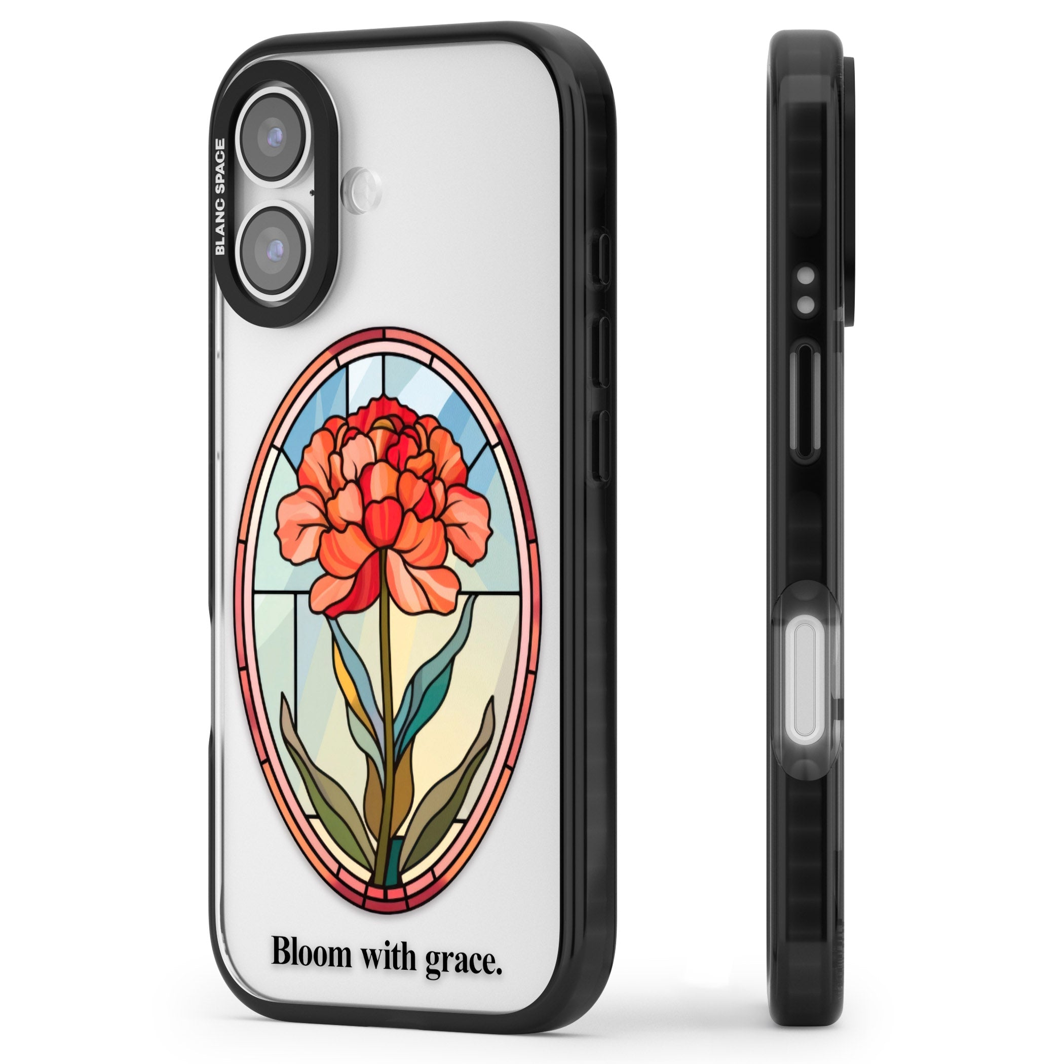 Bloom With Grace iPhone 17 Impact Black Phone Case Side Profile