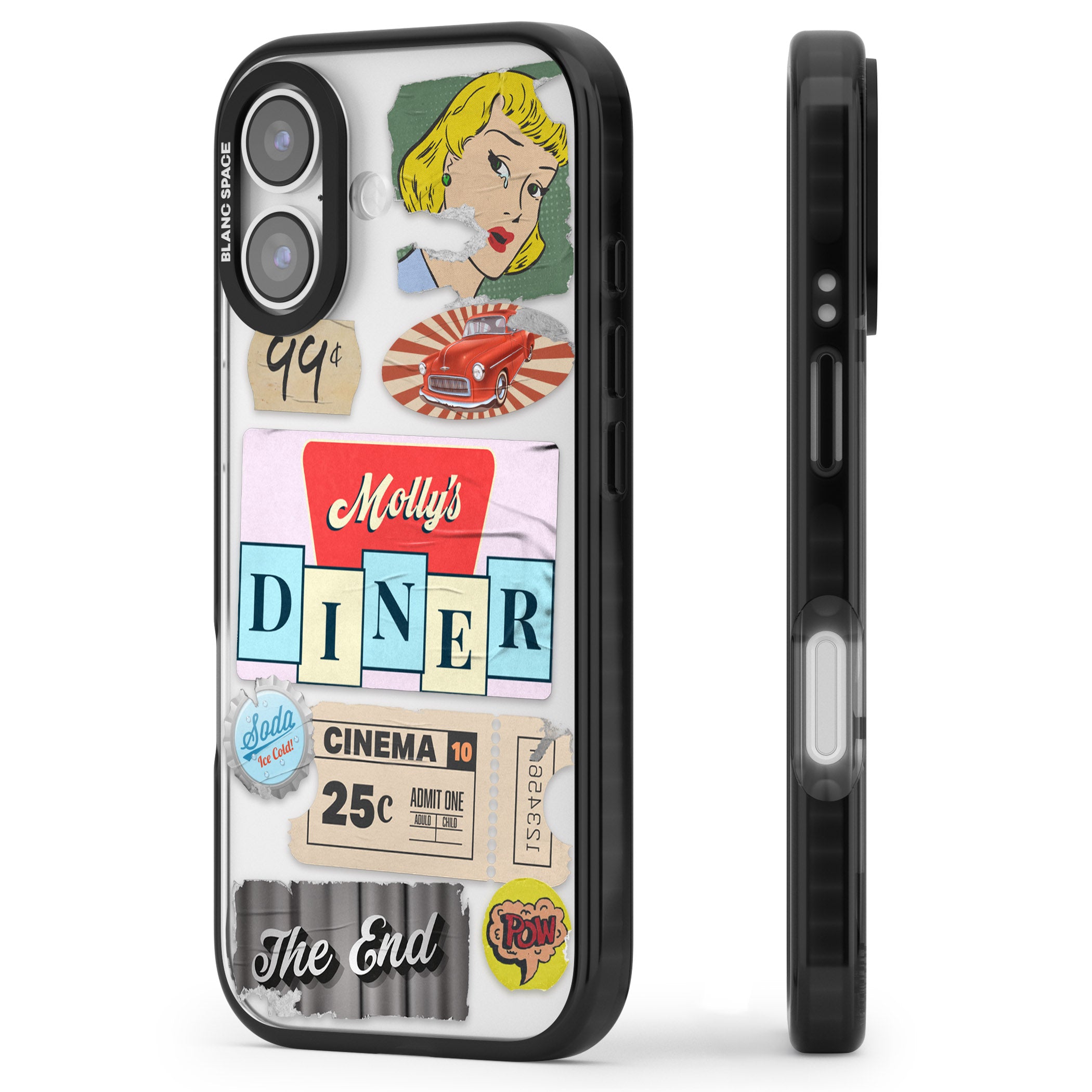 Nifty Fifties Swing iPhone 17 Impact Black Phone Case Side Profile