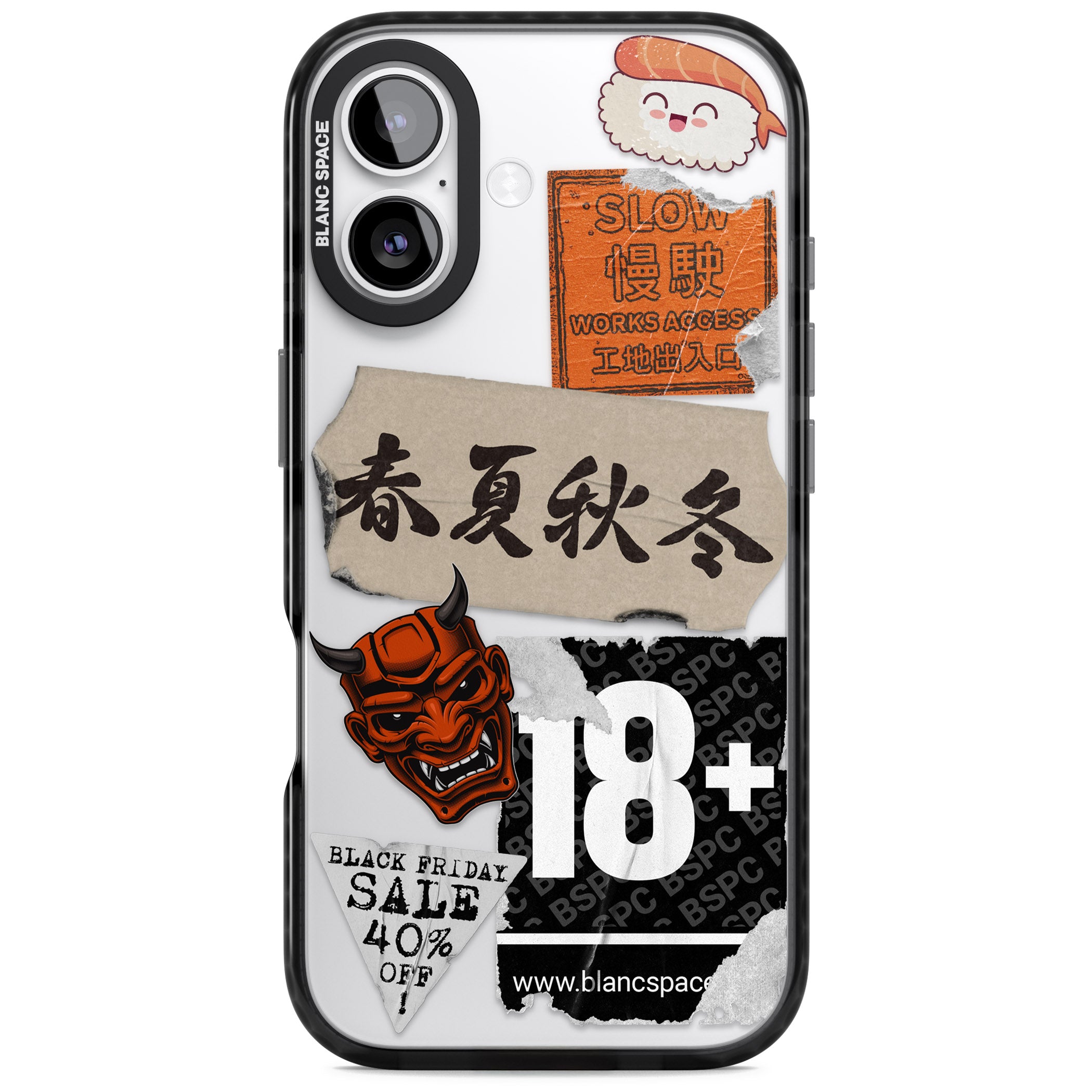 Asian Sticker Mix iPhone 17 Impact Black Phone Case