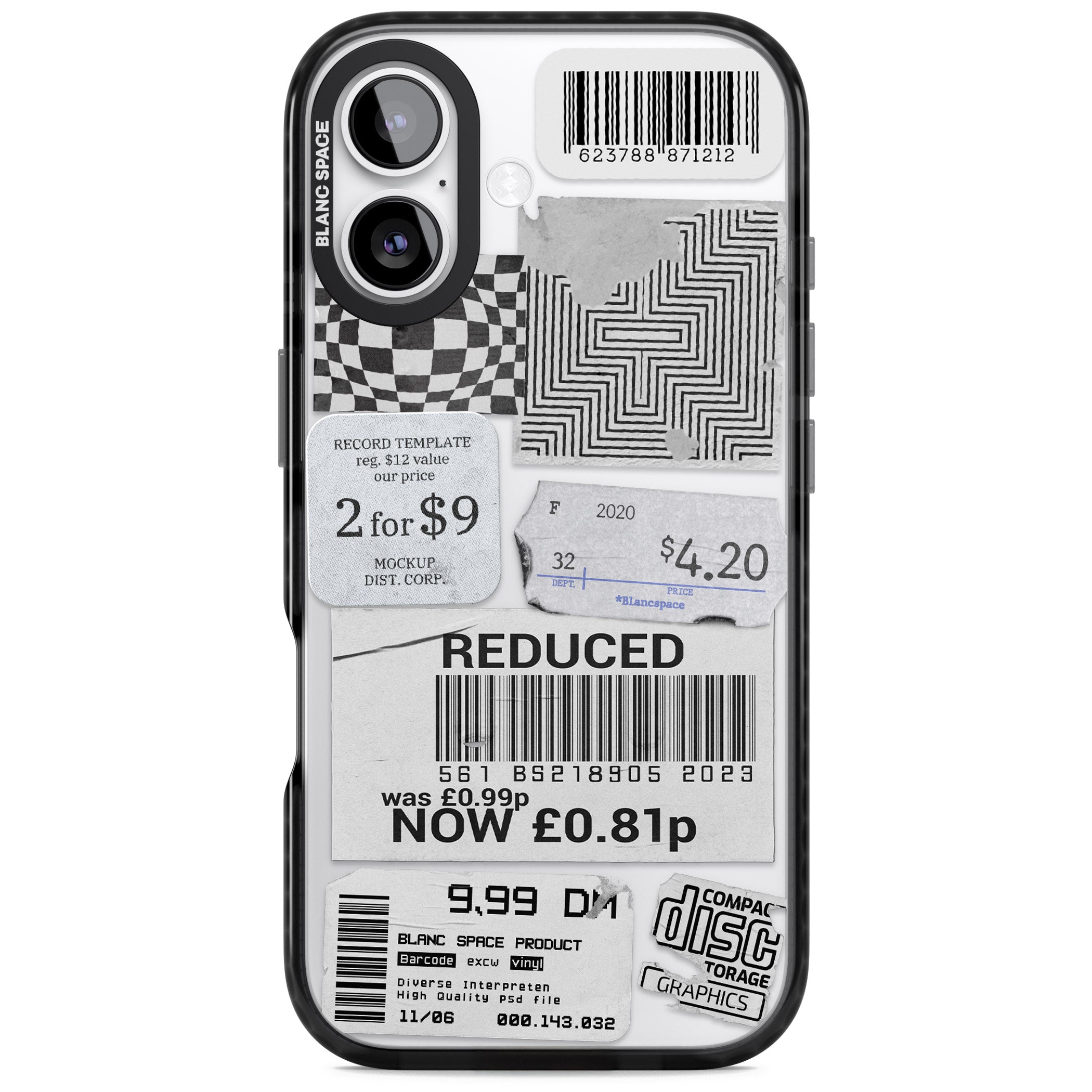 White Sticker Mix iPhone 17 Impact Black Phone Case