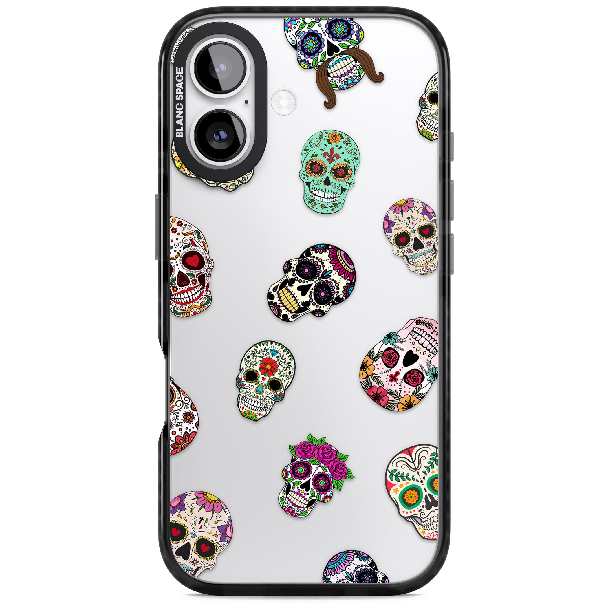Mixed Sugar Skull Pattern iPhone 17 Impact Black Phone Case