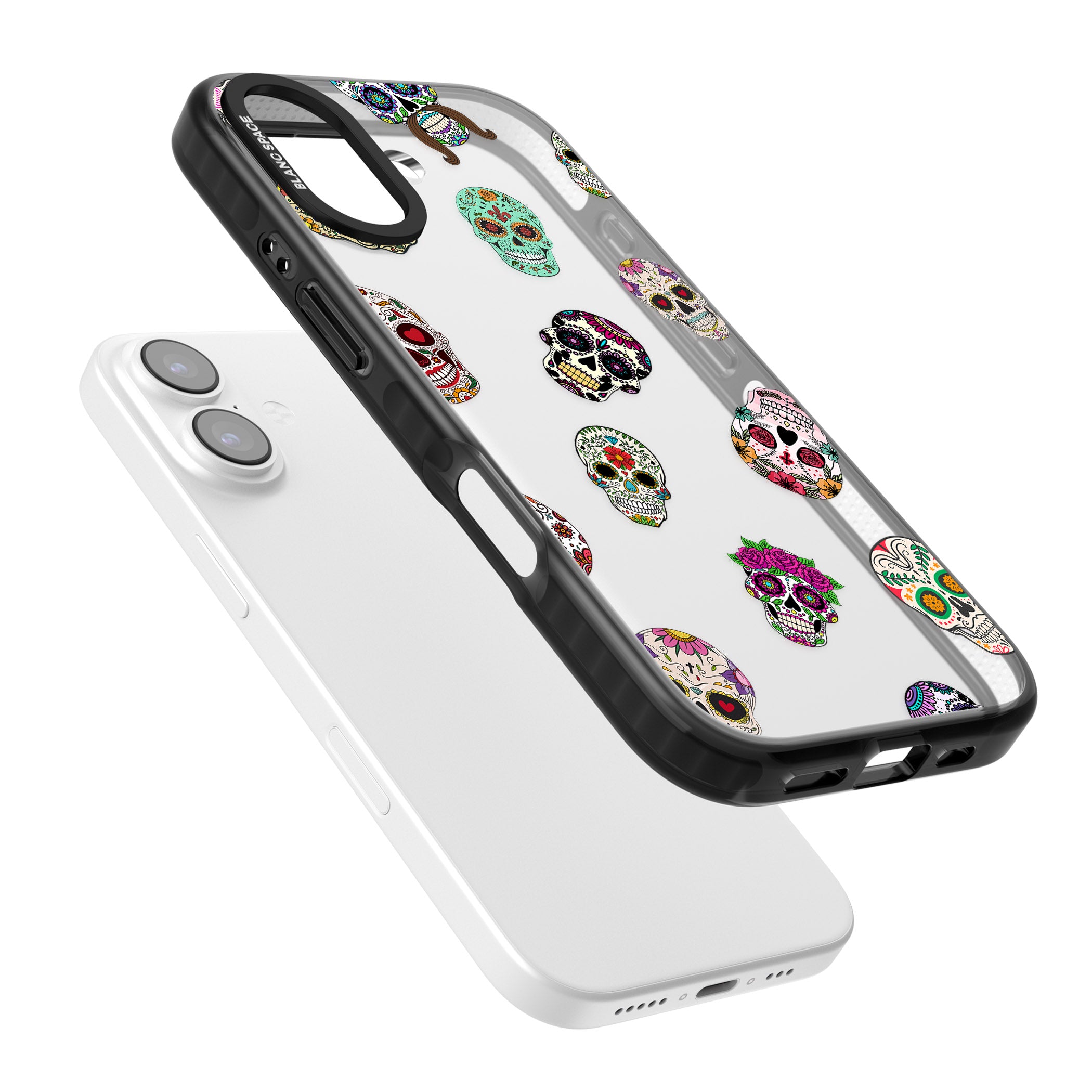 Mixed Sugar Skull Pattern iPhone 17 Impact Black Phone Case Colours
