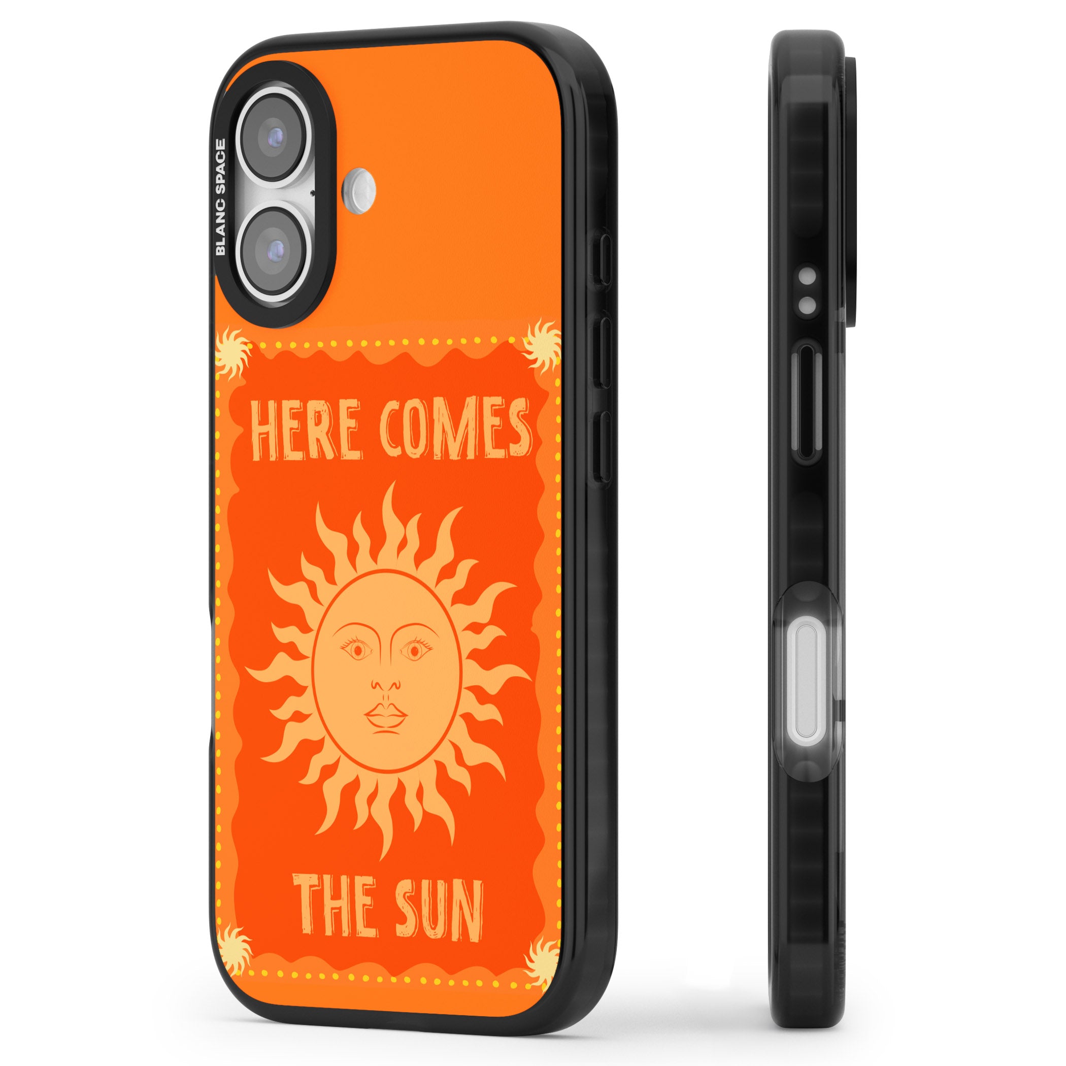 Retro Here Comes The Sun iPhone 17 Impact Black Phone Case Side Profile