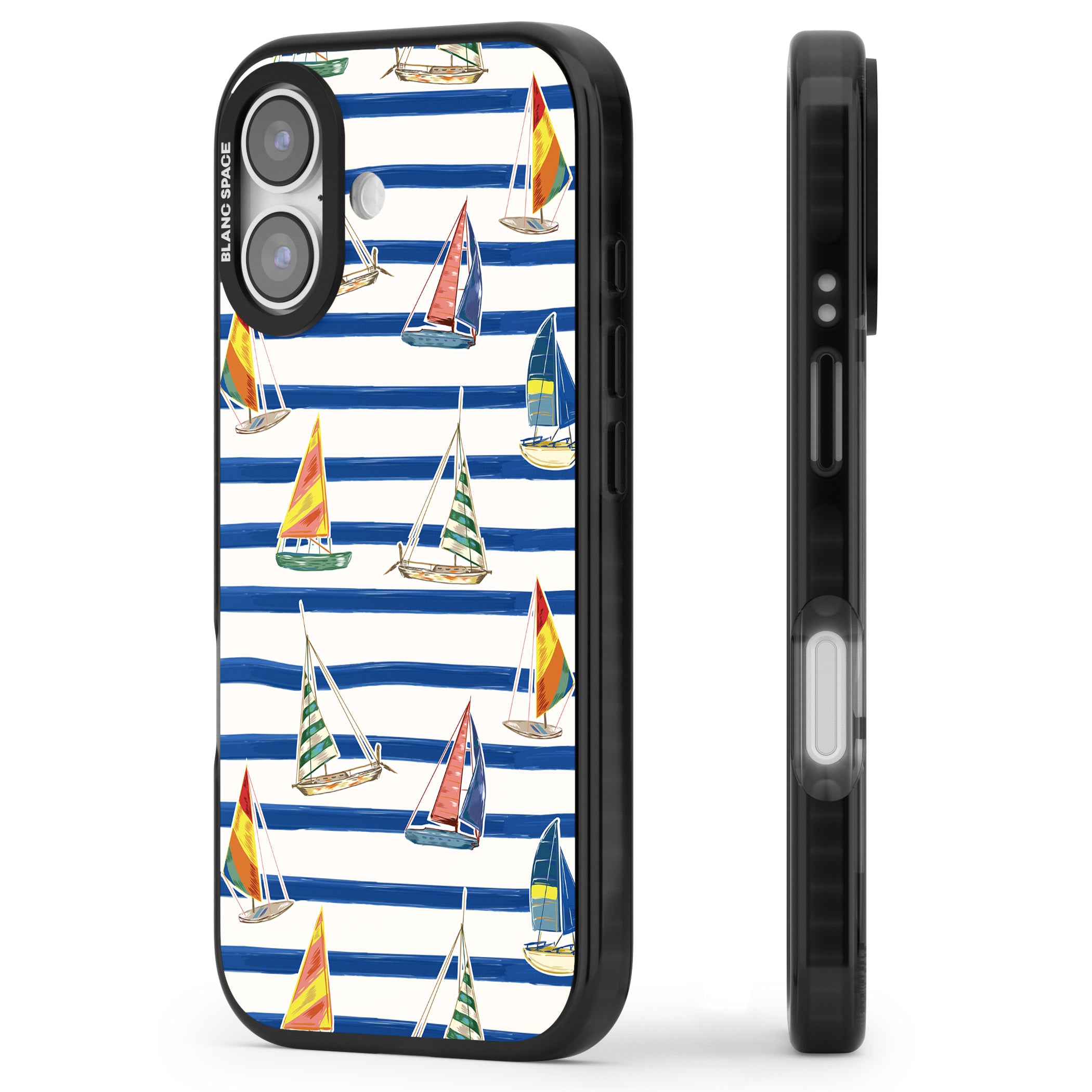 Coastal Sailboats iPhone 17 Impact Black Phone Case Side Profile