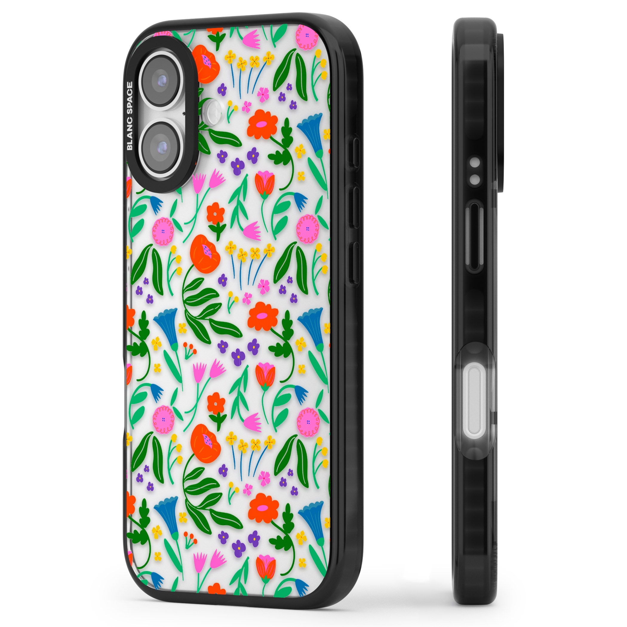 Summer Floral Fiesta iPhone 17 Impact Black Phone Case Side Profile