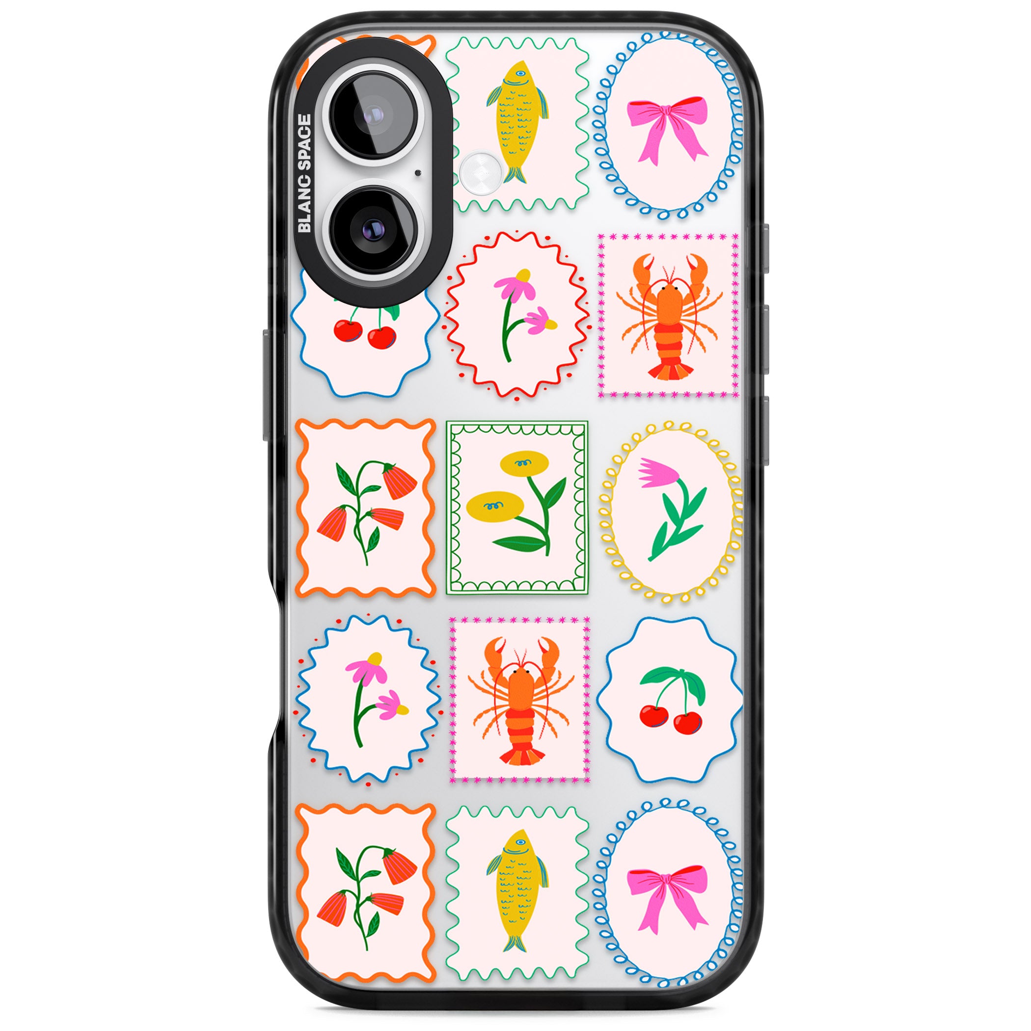 Floral Seafood Stamps iPhone 17 Impact Black Phone Case