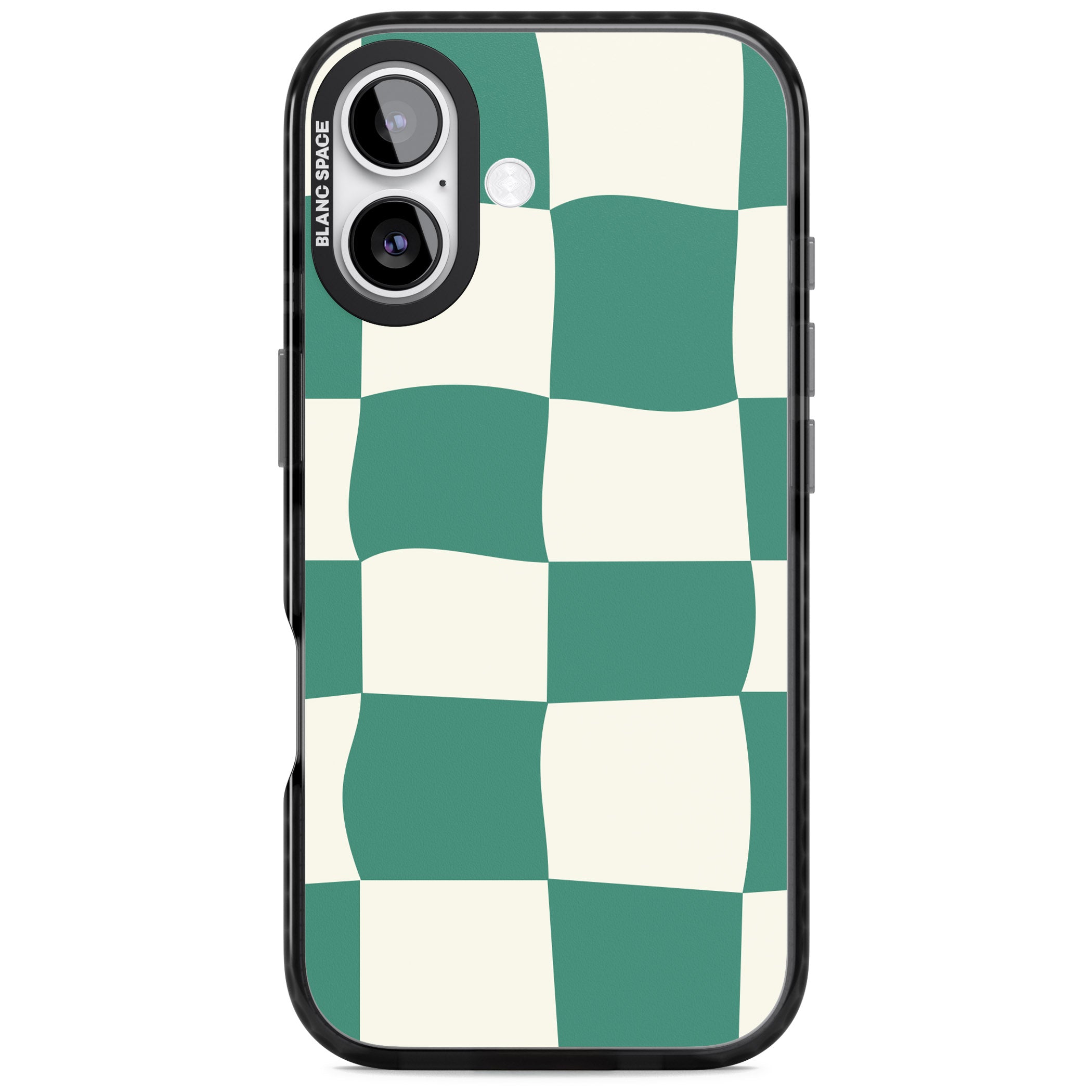 Green & Cream Wavy Check iPhone 17 Impact Black Phone Case