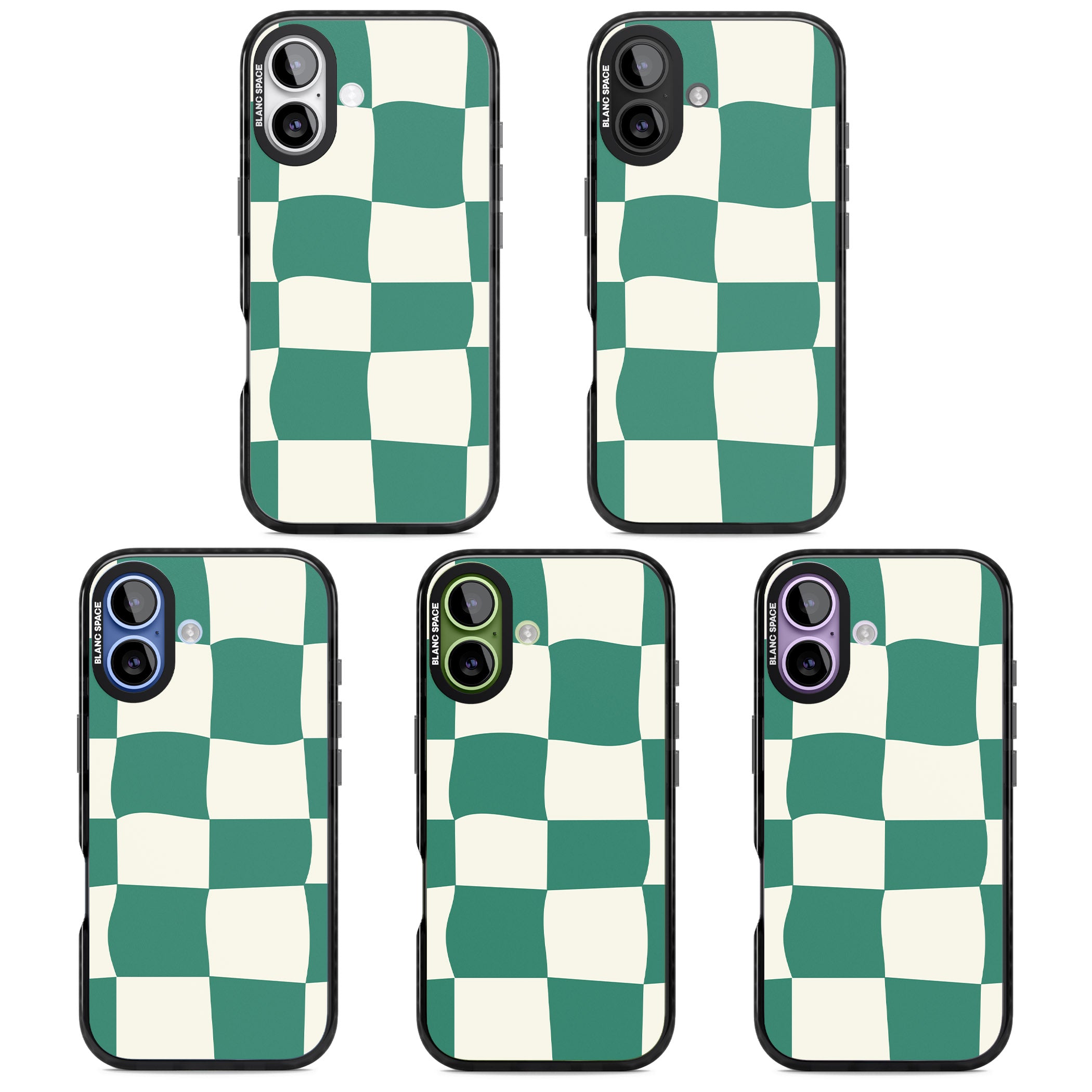 Green & Cream Wavy Check iPhone 17 Impact Black Phone Case APT Impact Protection