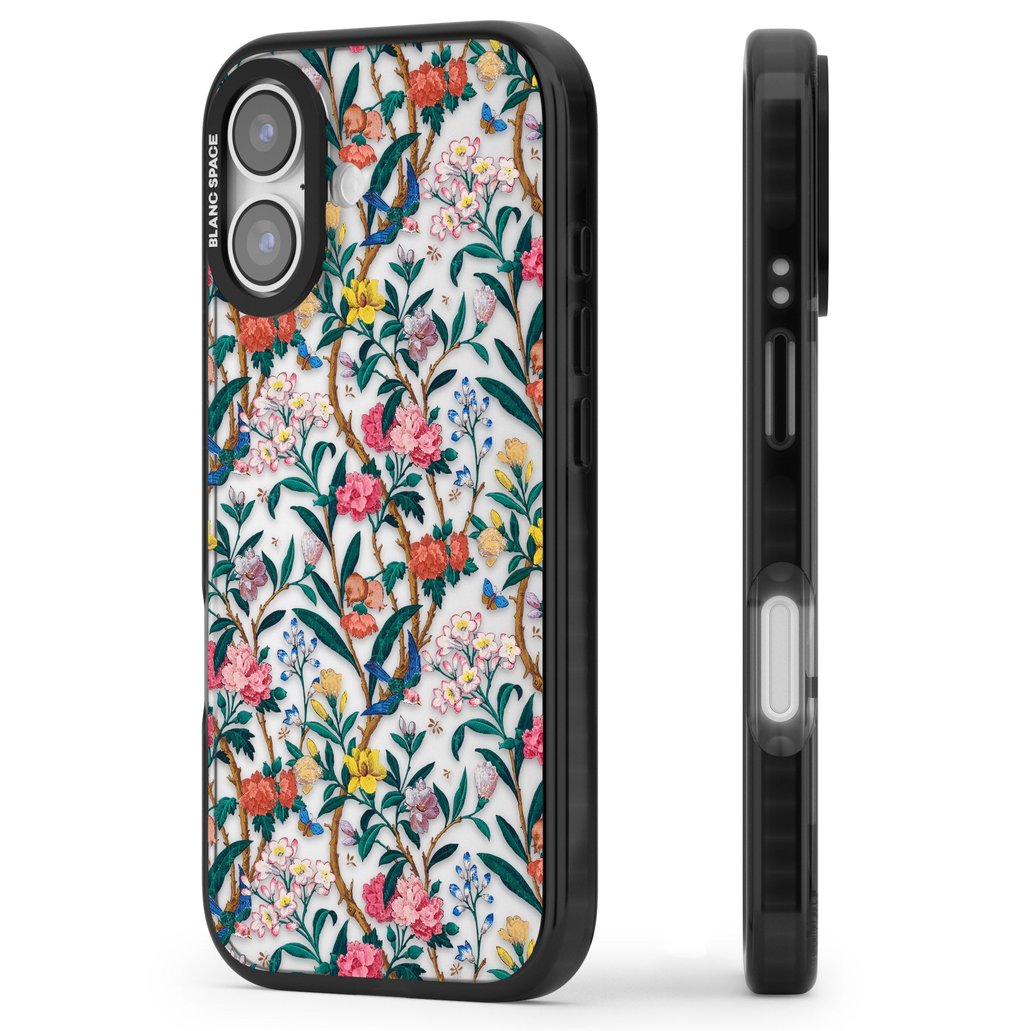 Vines & Flowers iPhone 17 Impact Black Phone Case Side Profile