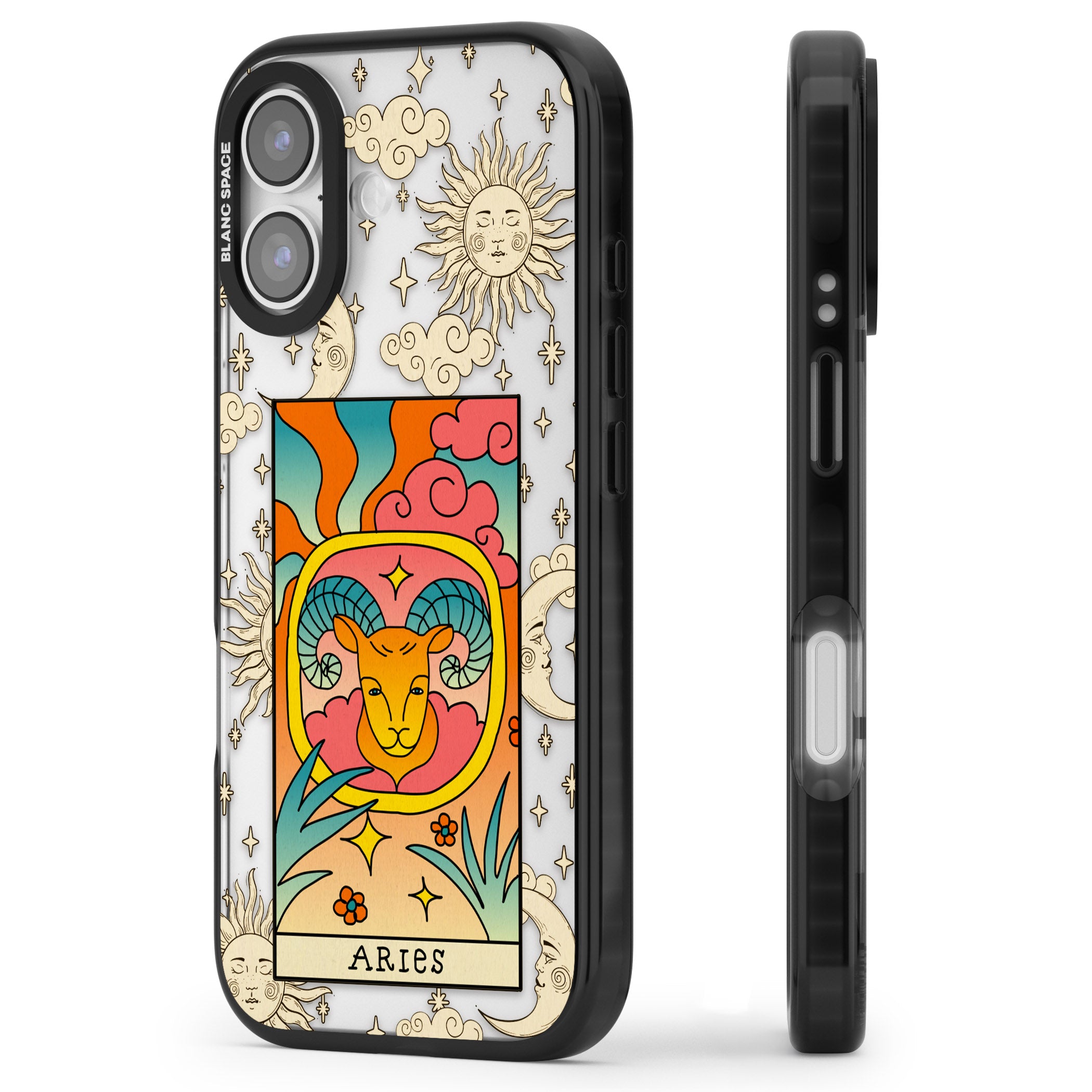 Celestial Zodiac Aries iPhone 17 Impact Black Phone Case Side Profile