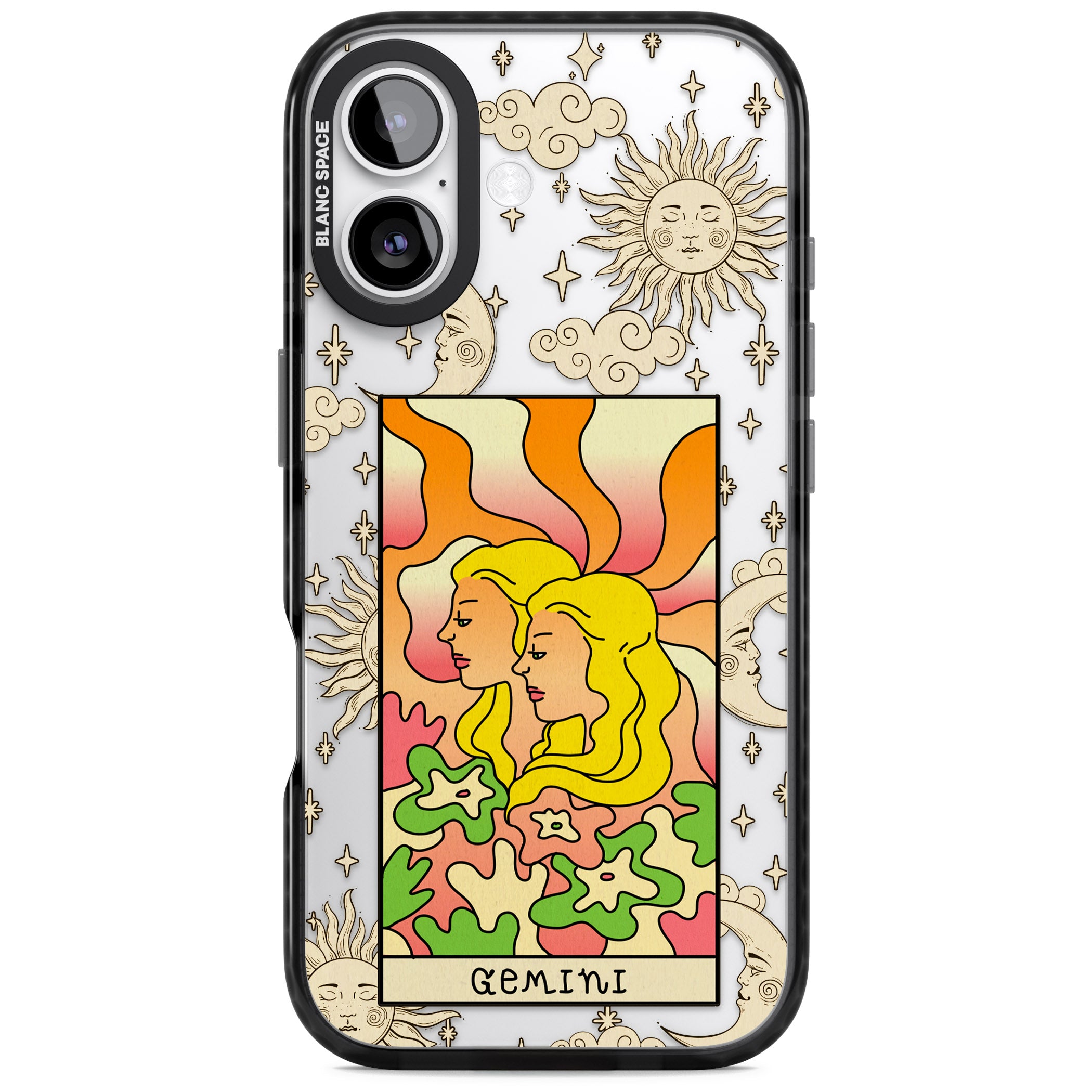 Celestial Zodiac Gemini iPhone 17 Impact Black Phone Case