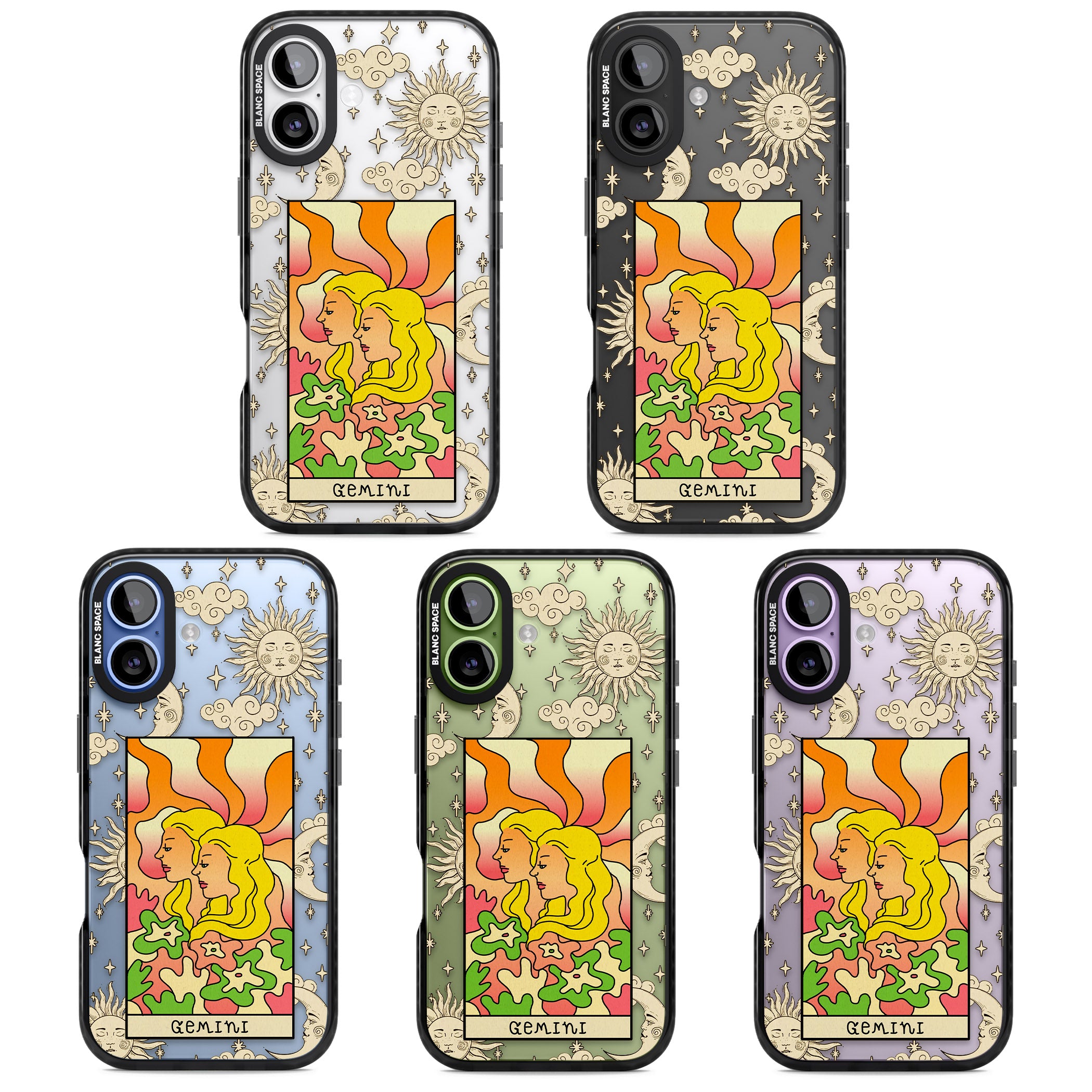 Celestial Zodiac Gemini iPhone 17 Impact Black Phone Case APT Impact Protection
