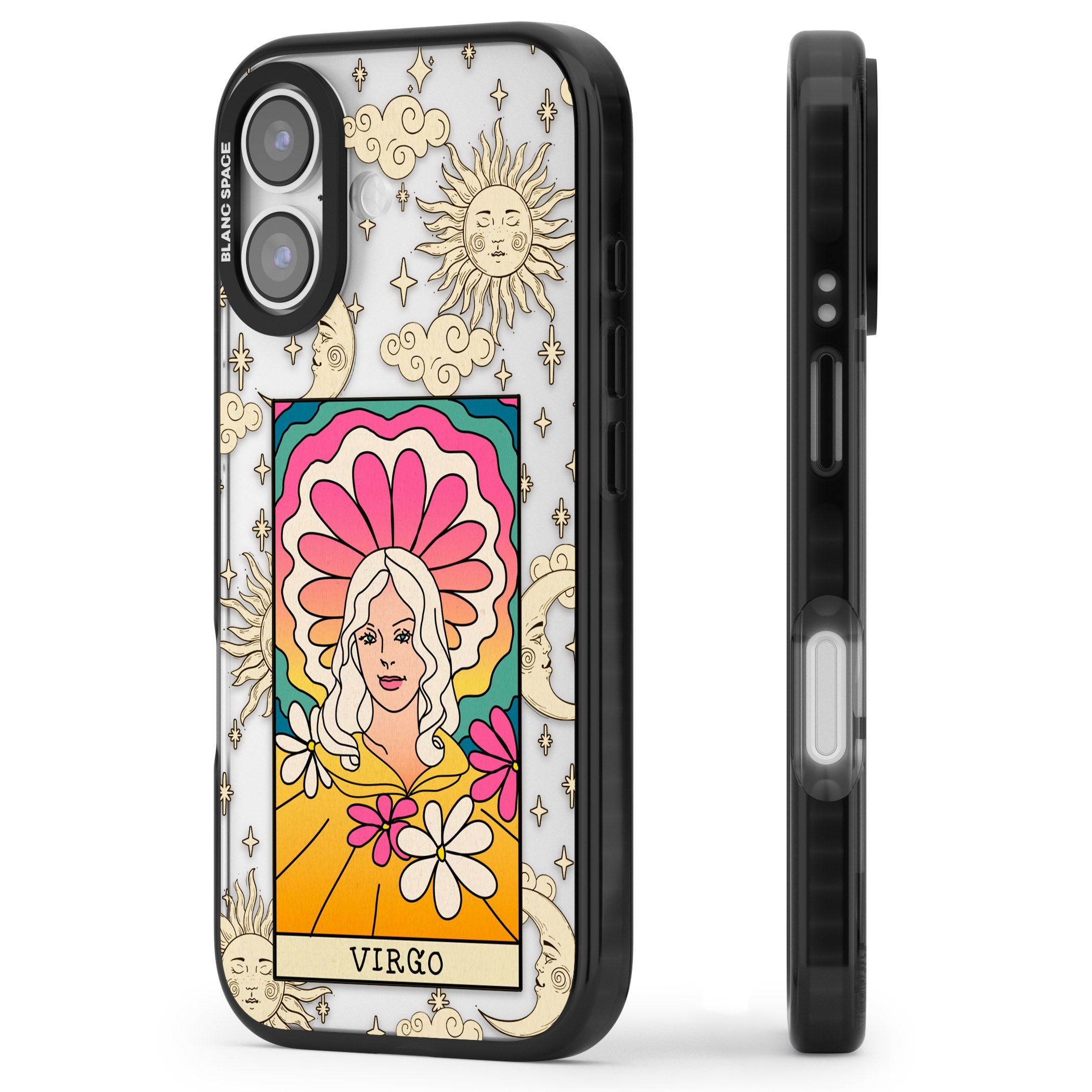 Celestial Zodiac Virgo iPhone 17 Impact Black Phone Case Side Profile