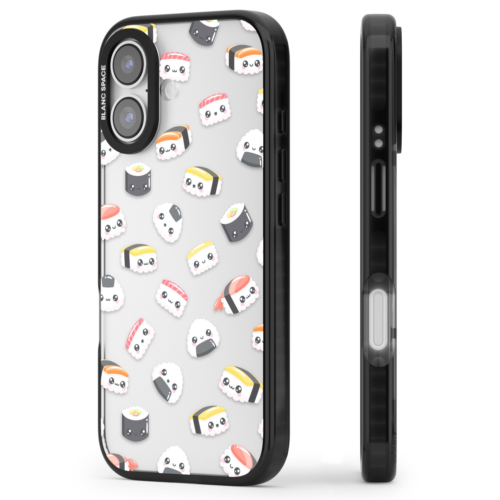 Kawaii Sushi iPhone 17 Impact Black Phone Case Side Profile