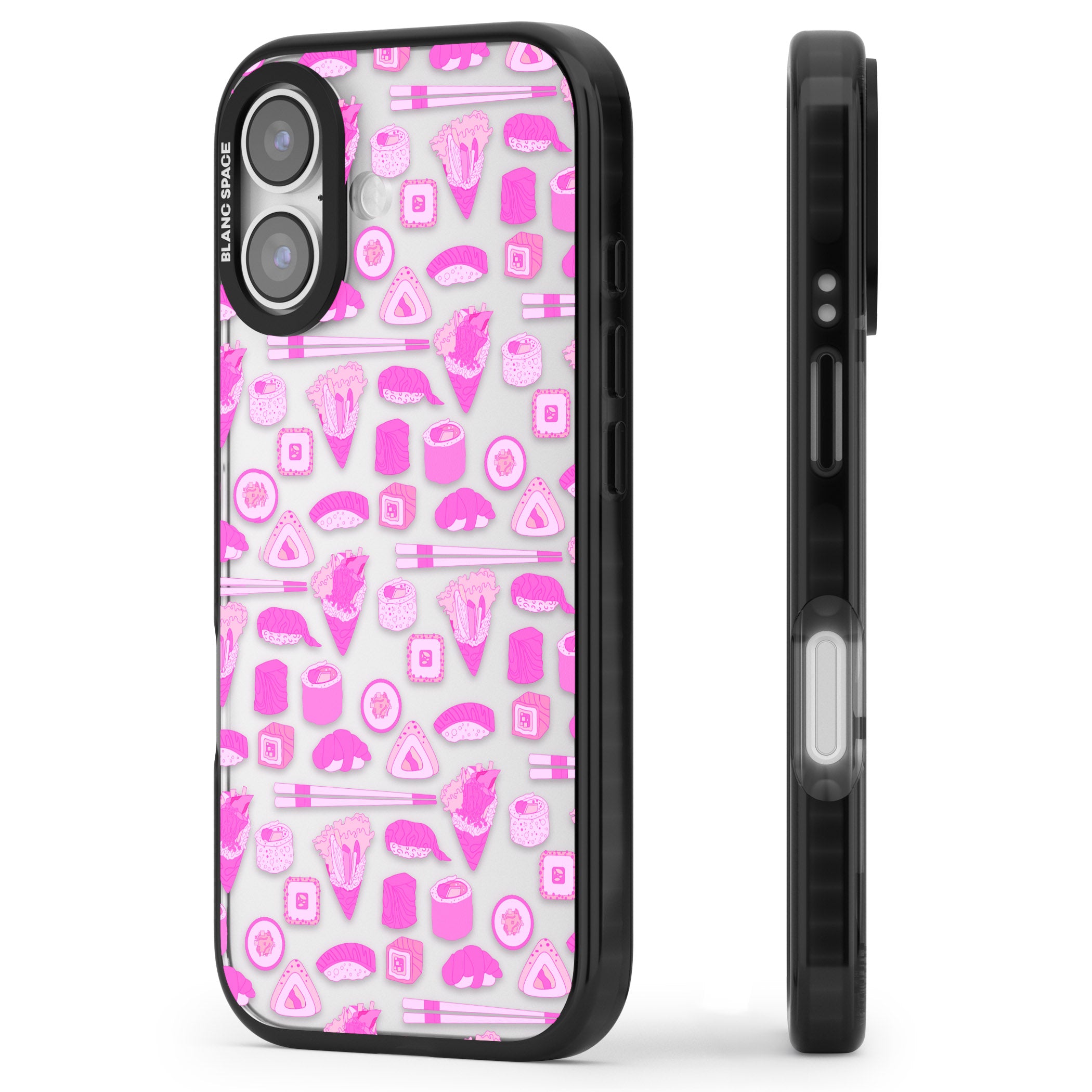 Pink Sushi Pop iPhone 17 Impact Black Phone Case Side Profile