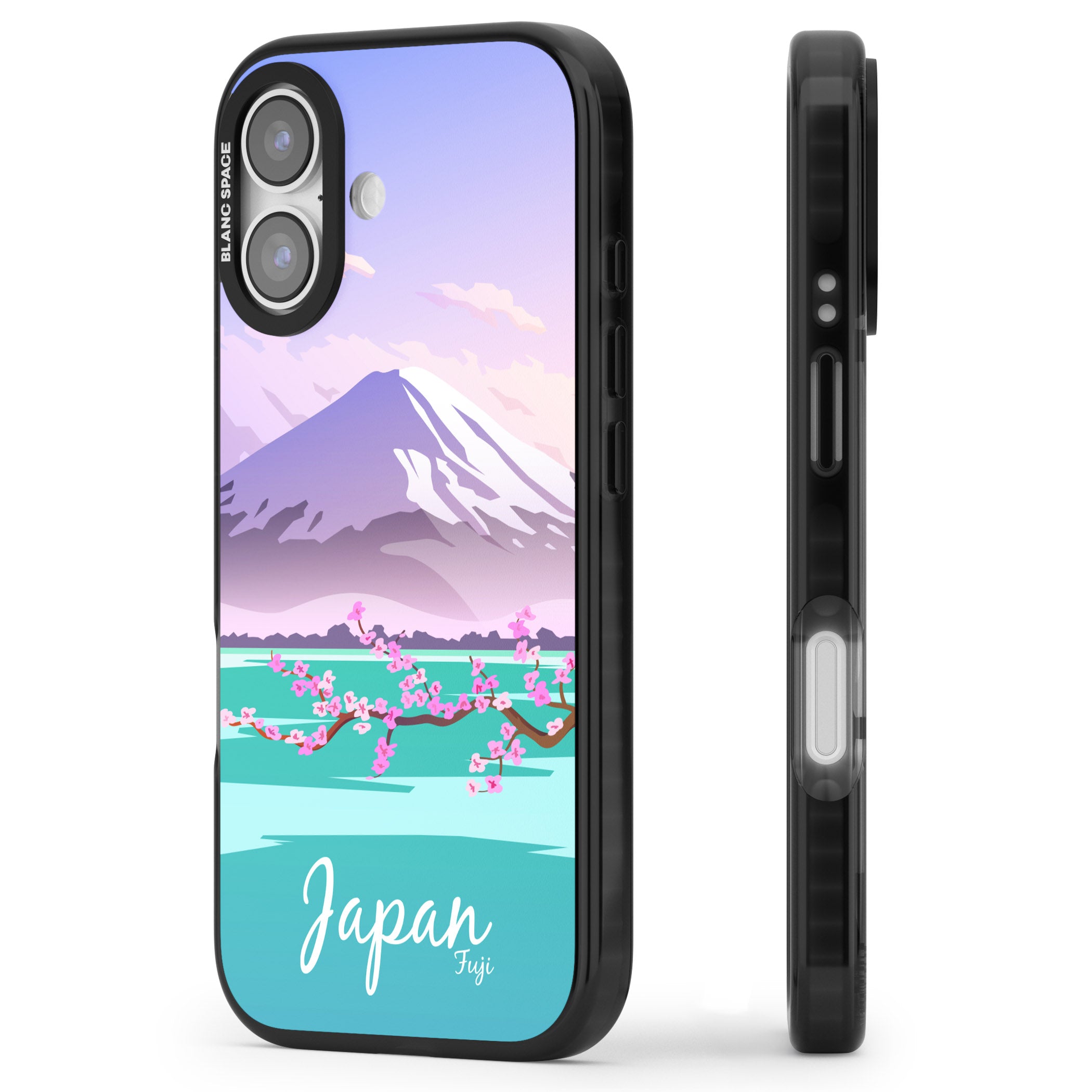 Vintage Travel Poster Japan iPhone 17 Impact Black Phone Case Side Profile