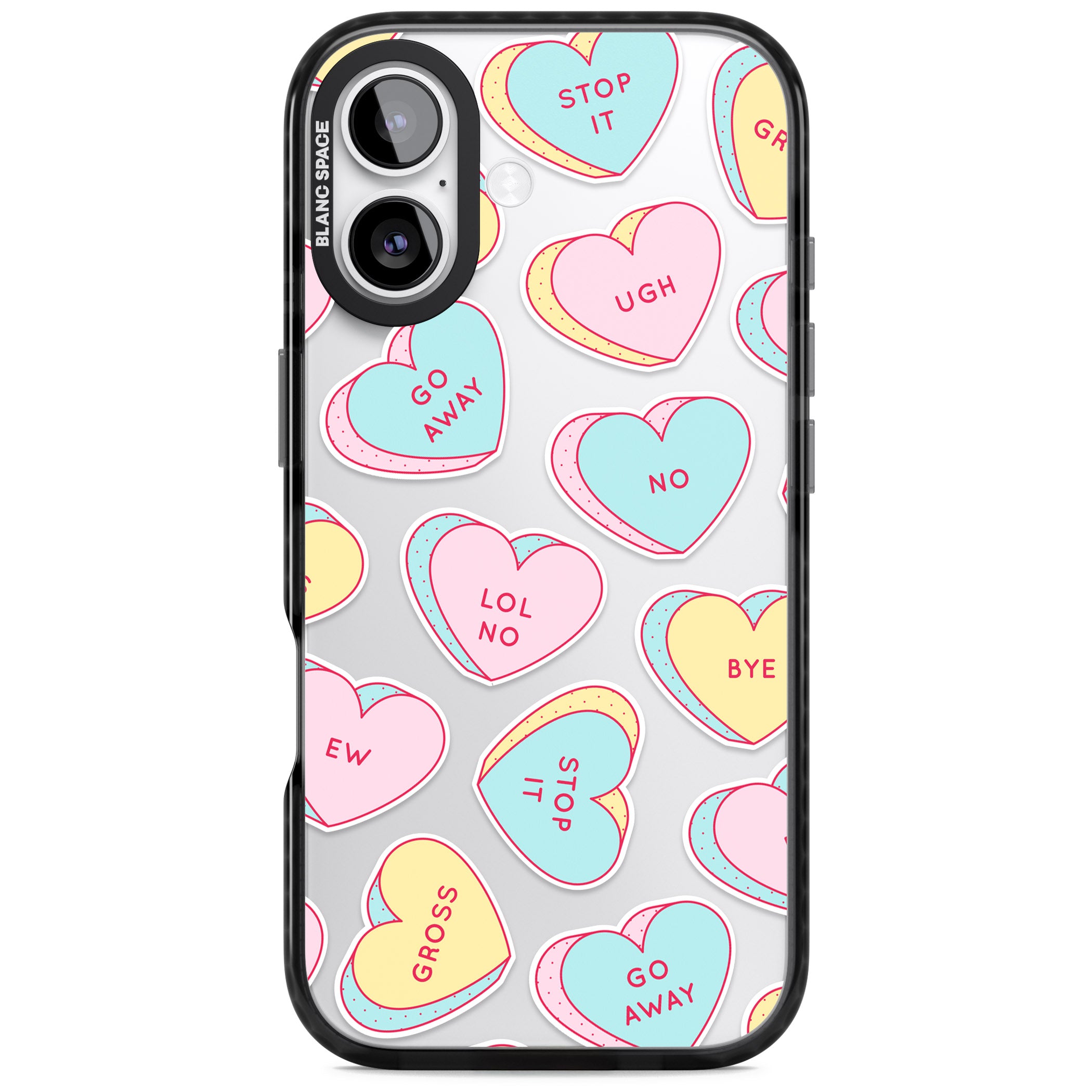 Sarcastic Love Hearts iPhone 17 Impact Black Phone Case