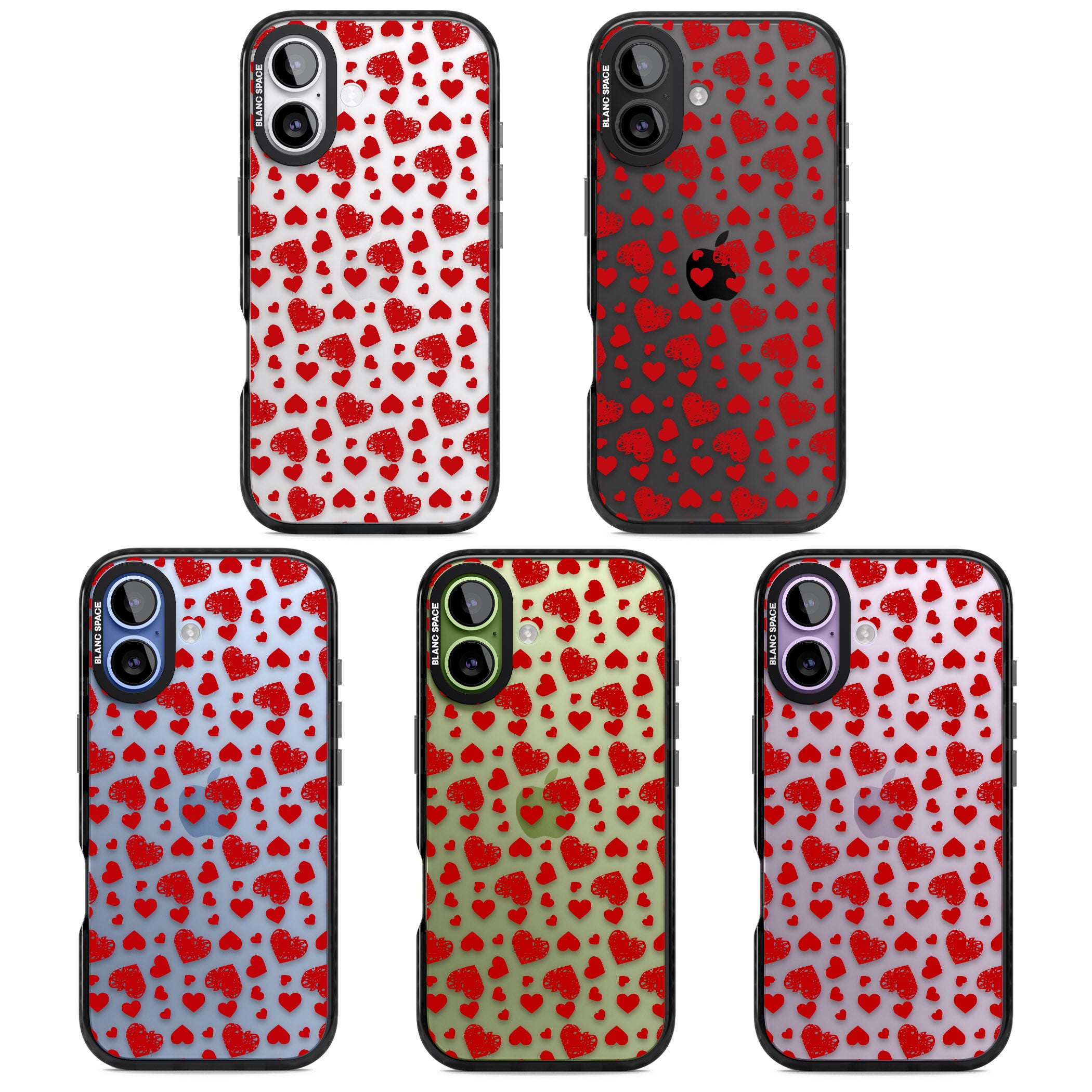 Red Heart Pattern Classic iPhone 17 Impact Black Phone Case APT Impact Protection