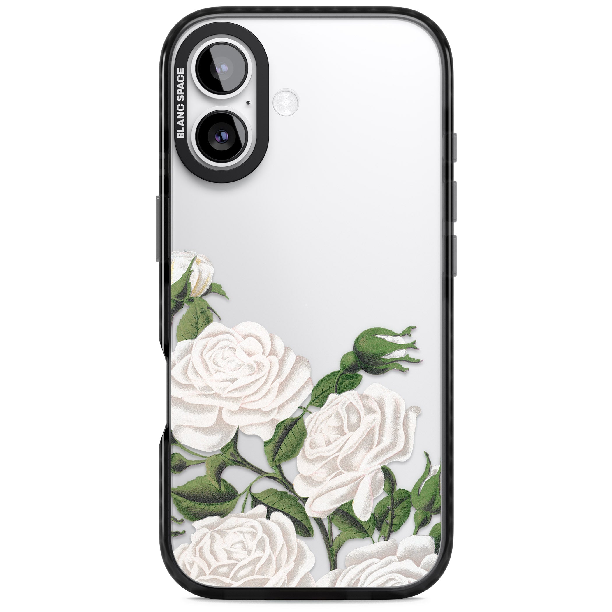 White Vintage Painted Flowers iPhone 17 Impact Black Phone Case