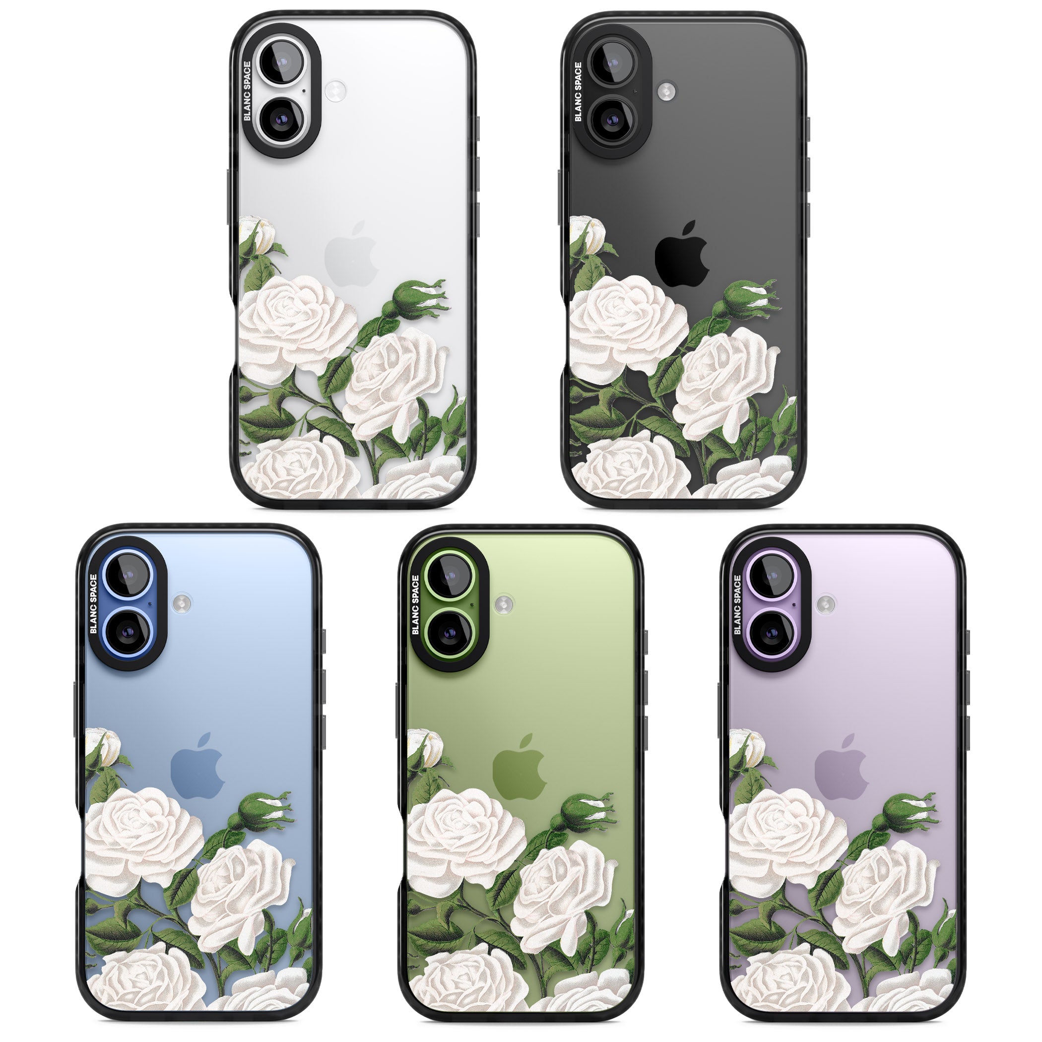 White Vintage Painted Flowers iPhone 17 Impact Black Phone Case APT Impact Protection