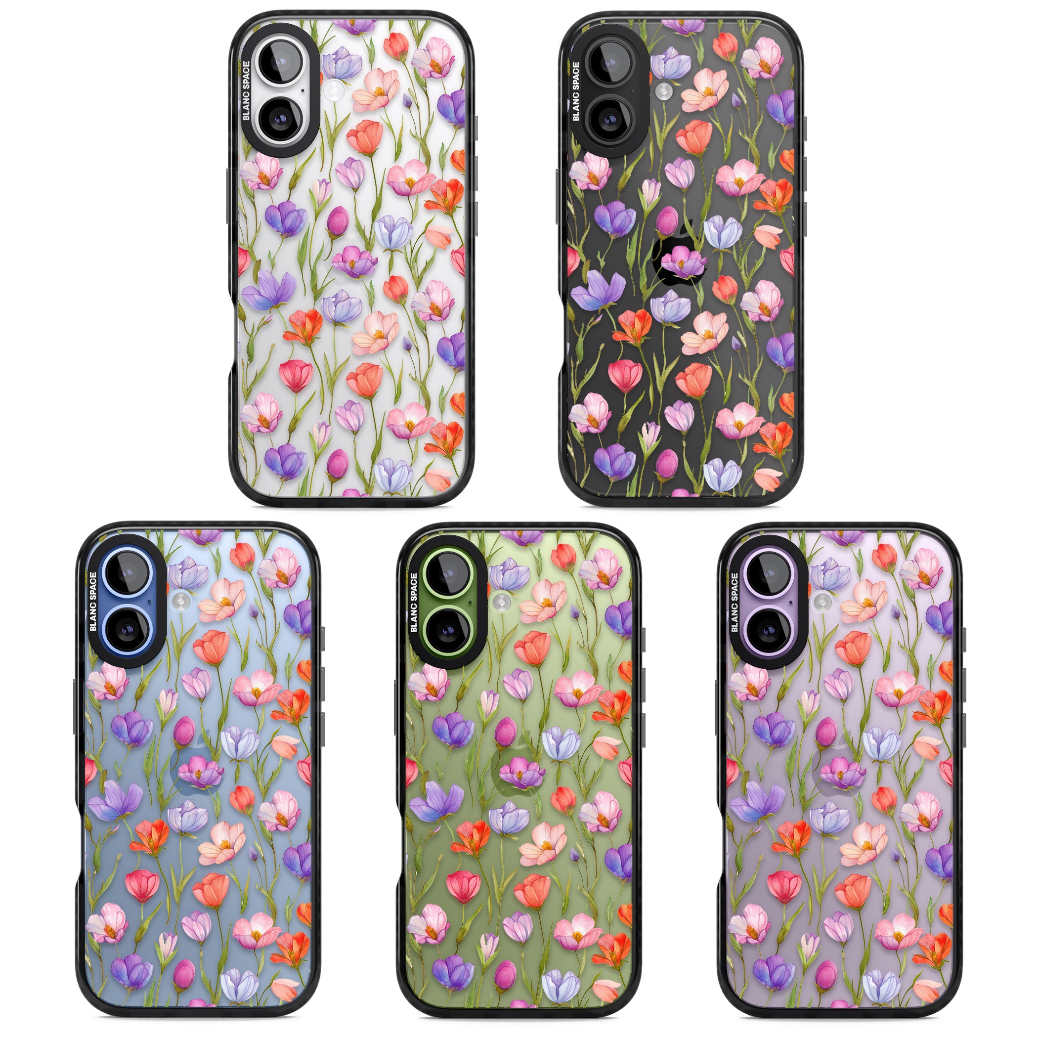 Red, Pink & Purple Flowers iPhone 17 Impact Black Phone Case APT Impact Protection