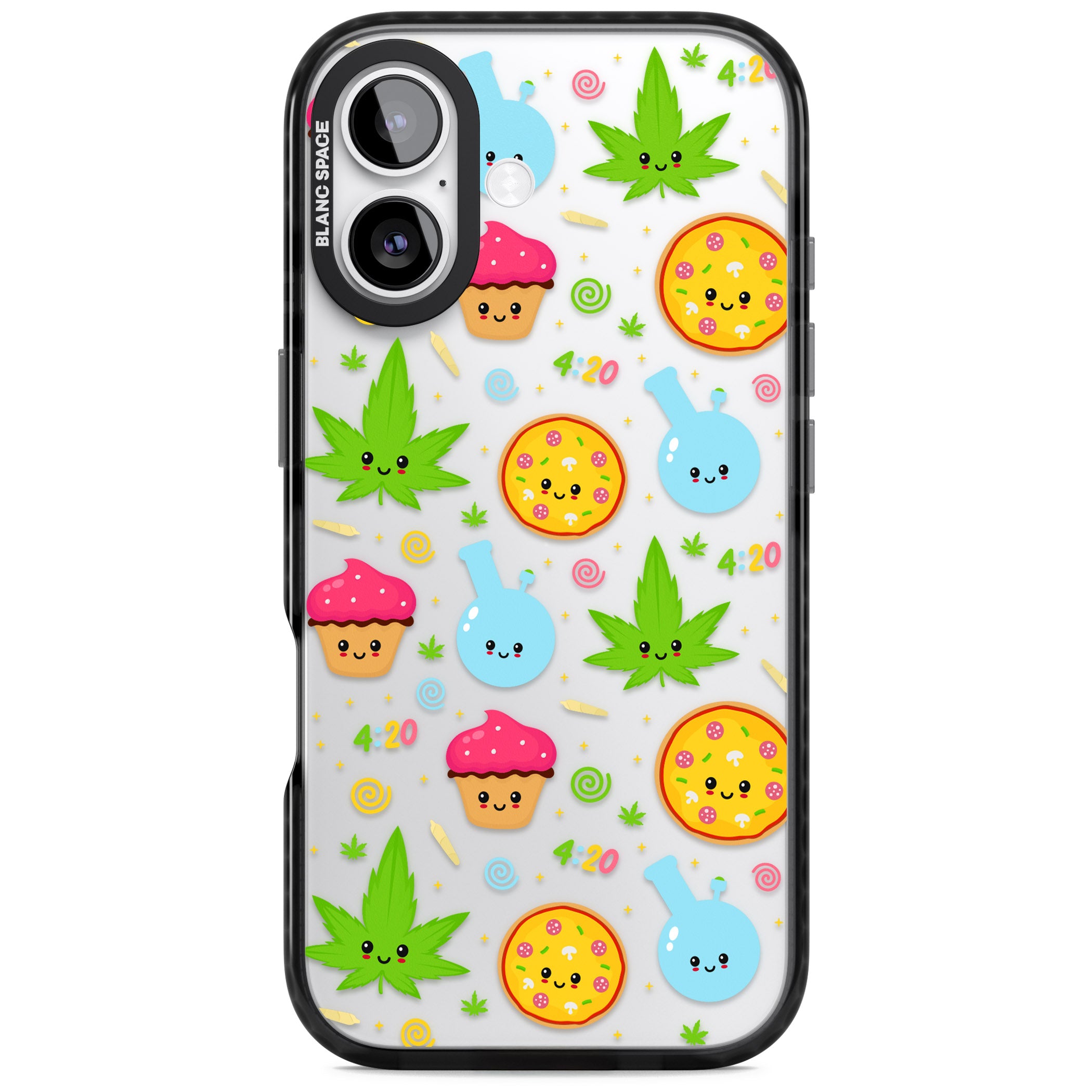 Kawaii Weed Pattern iPhone 17 Impact Black Phone Case