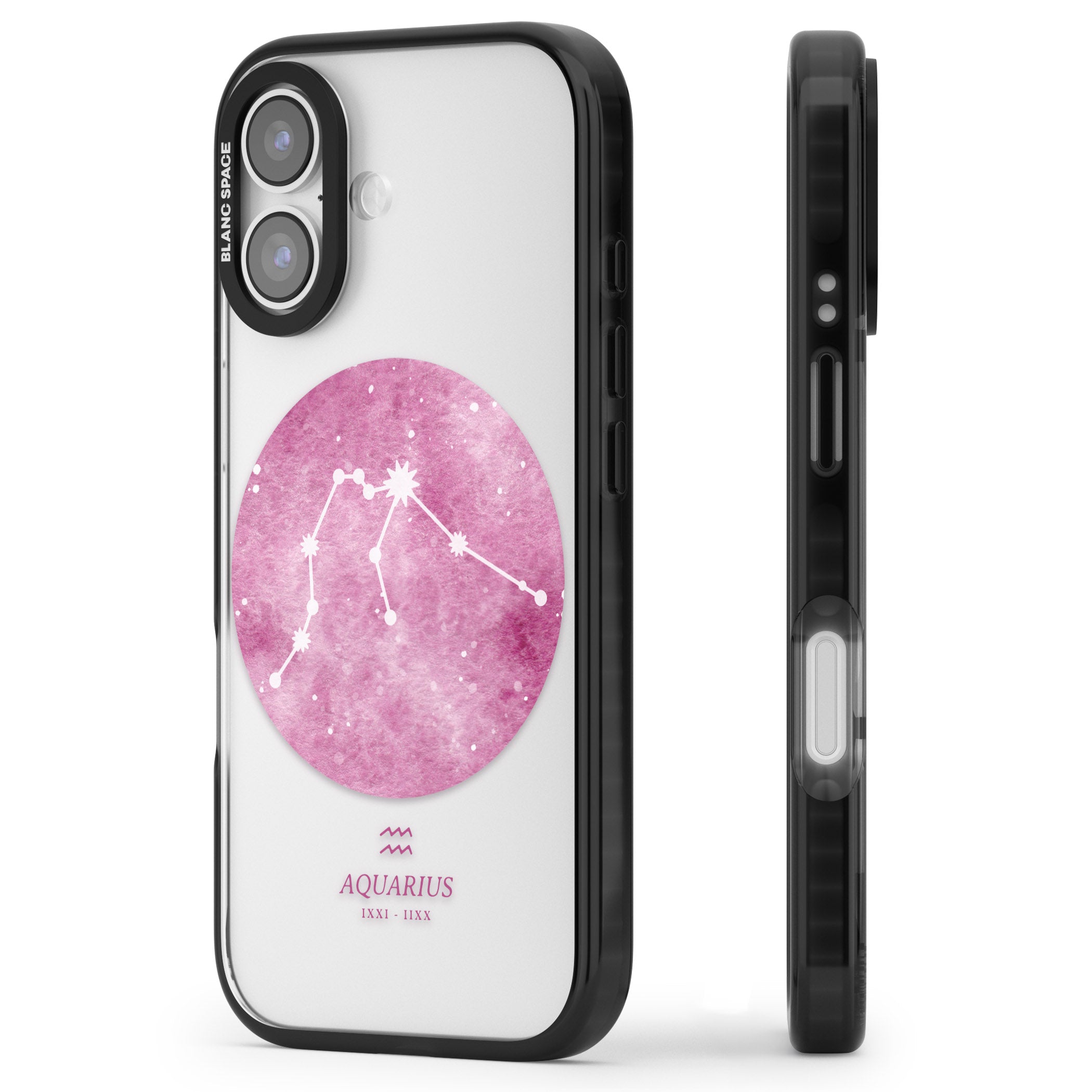 Aquarius Zodiac iPhone 17 Impact Black Phone Case Side Profile