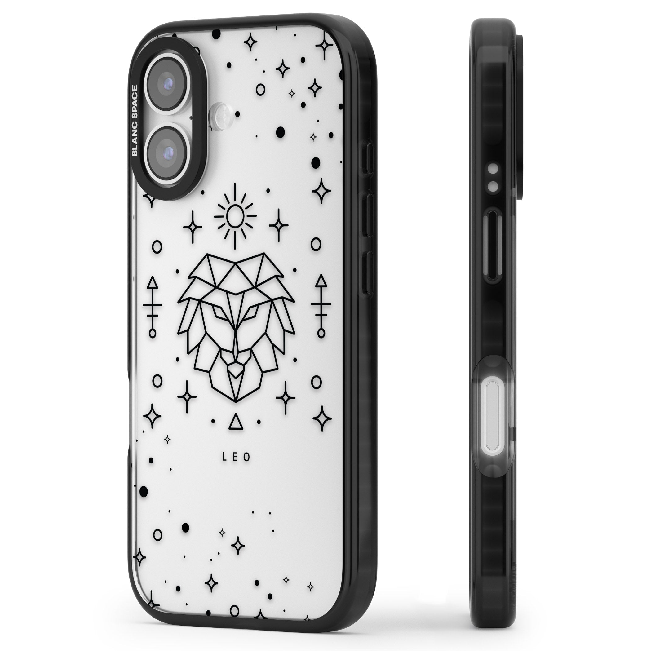 Leo Zodiac iPhone 17 Impact Black Phone Case Side Profile