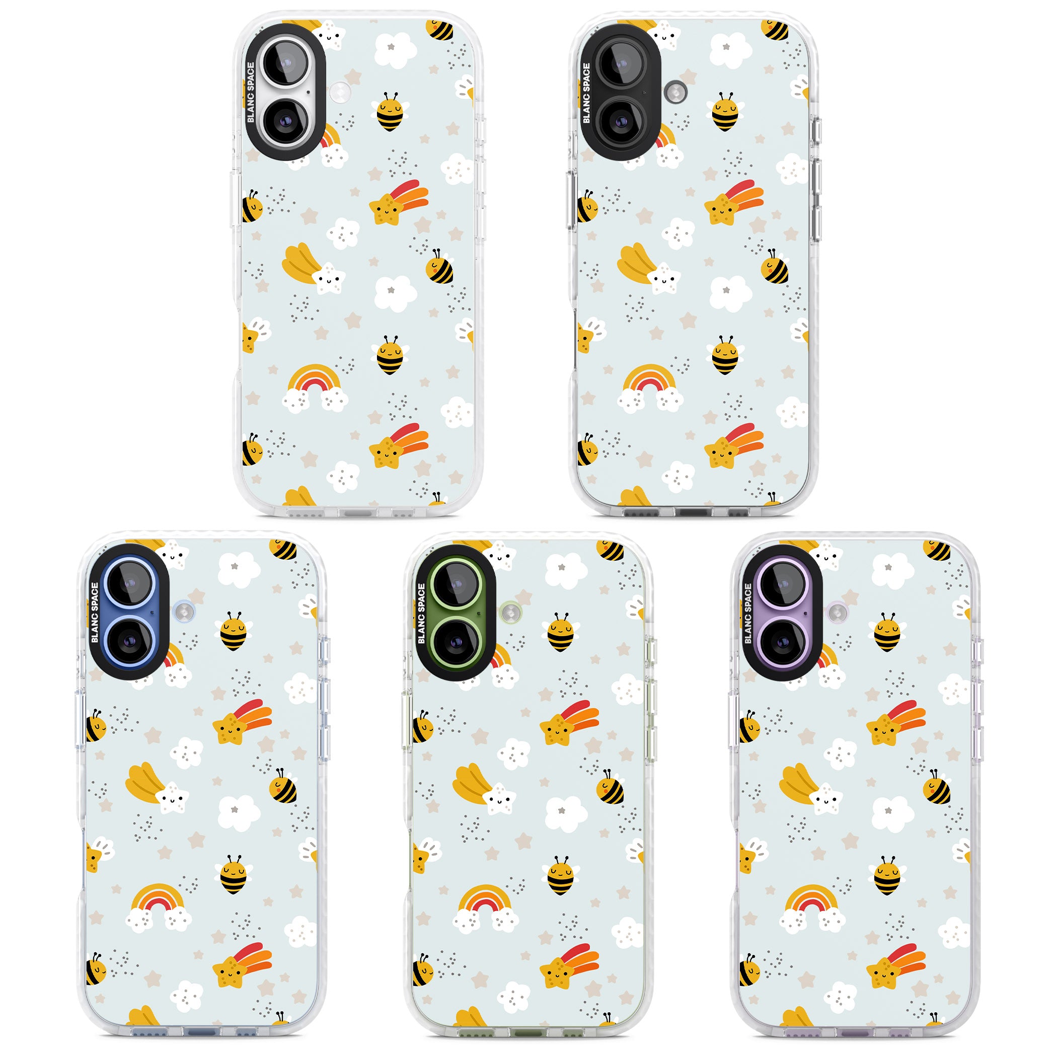 Sweet As Honey Patterns: Bees & Rainbows iPhone 17 Impact Clear Phone Case APT Impact Protection