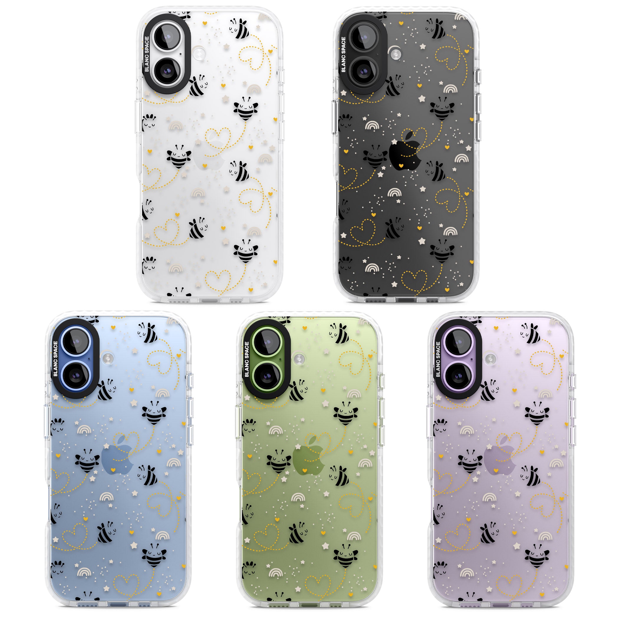 Bee Hearts Pattern iPhone 17 Impact Clear Phone Case APT Impact Protection