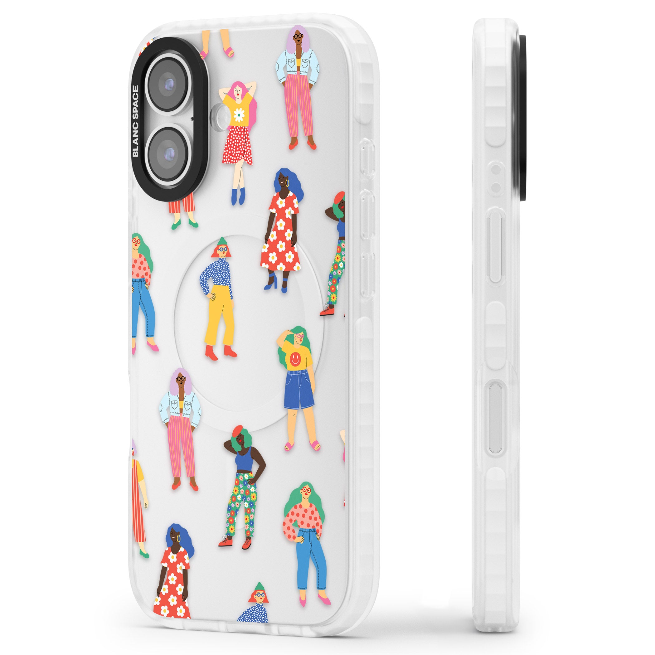Girls Pattern iPhone 17 Impact Clear Phone Case Side Profile