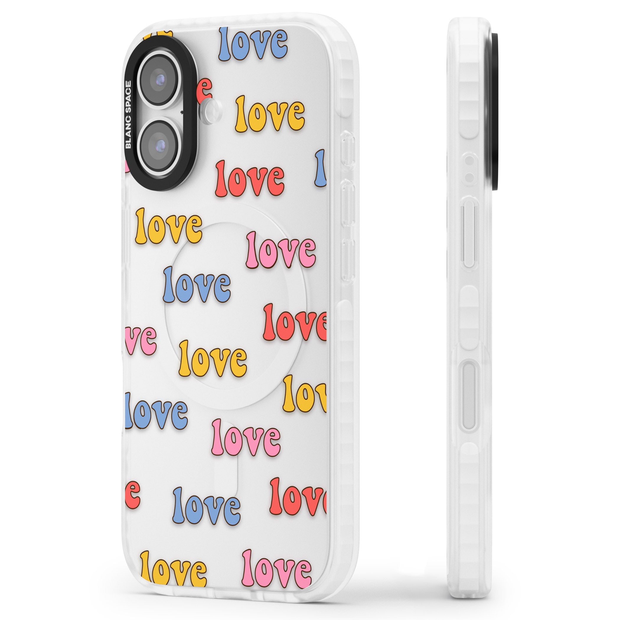 Love Pattern iPhone 17 Impact Clear Phone Case Side Profile