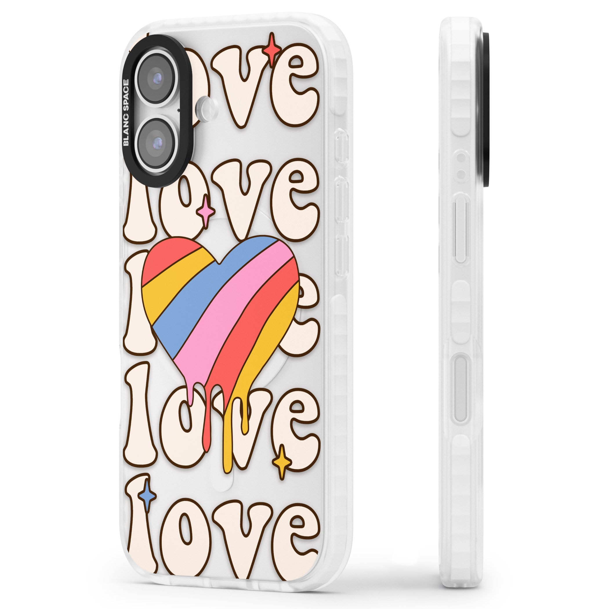 Groovy Love iPhone 17 Impact Clear Phone Case Side Profile