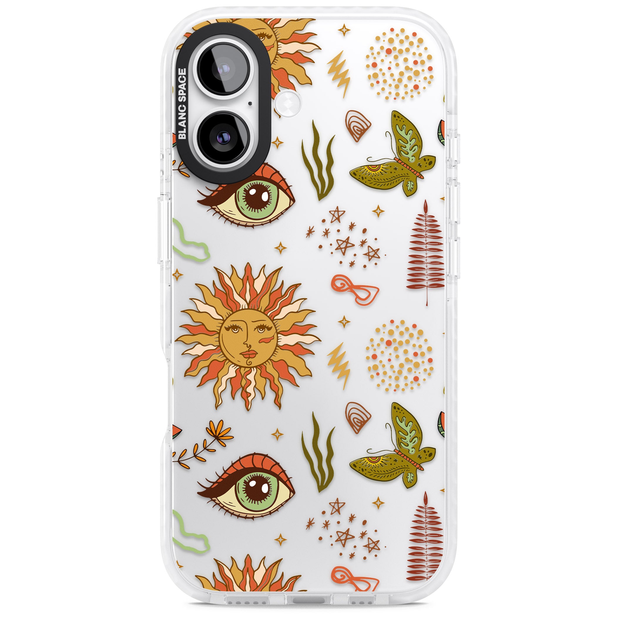 Boho Celestial Sun & Eye Pattern iPhone 17 Impact Clear Phone Case