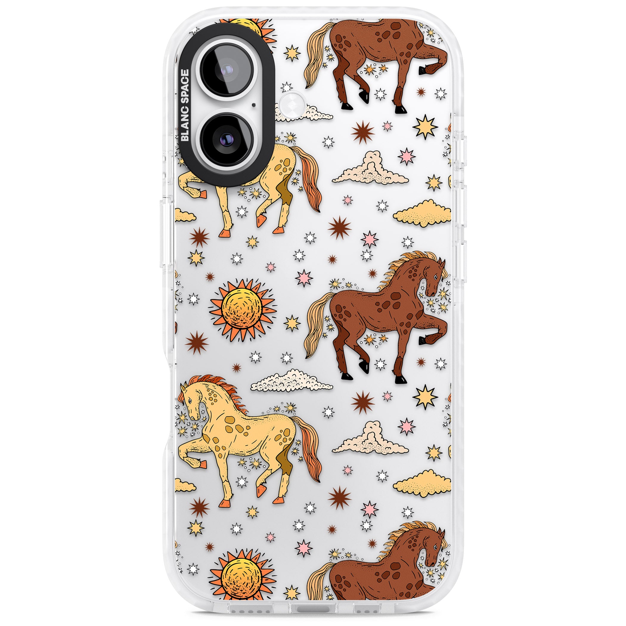 Boho Celestial Wild Horses iPhone 17 Impact Clear Phone Case