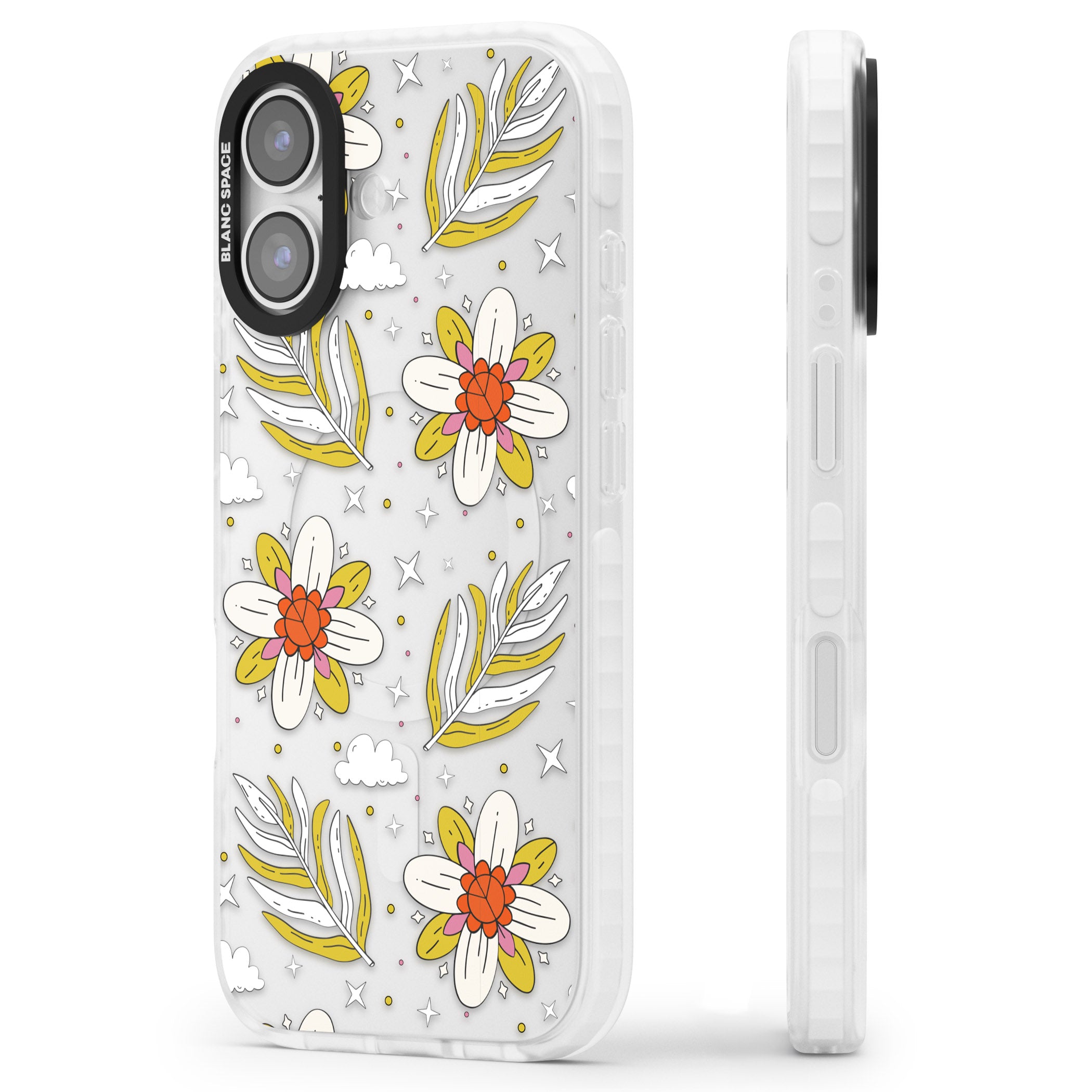 Boho Celestial Floral Dream iPhone 17 Impact Clear Phone Case Side Profile